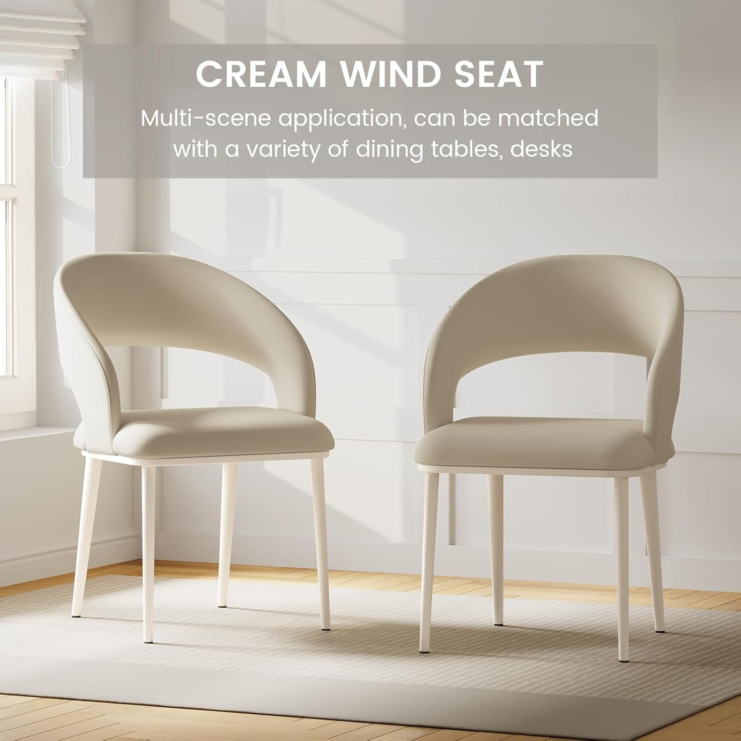 Sofa Chair Set of 2, Modern Desk Chairs, Kitchen Dining Chair with Metal Legs for Home Office, Bedroom & Living Room