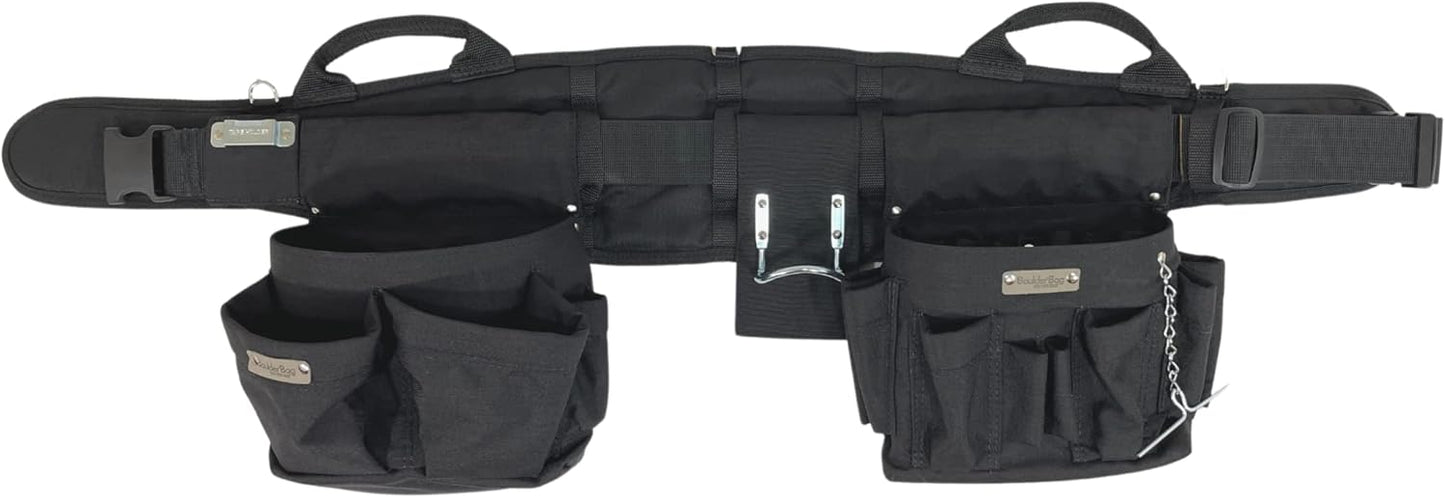 BOULDER BAG Professional Electrician's MAX Combo with Comfort Back Support Tool Belt, Quick Release Buckle, Heavy Duty Work Belt, Black, (Large 33-36 Inches), Made in USA
