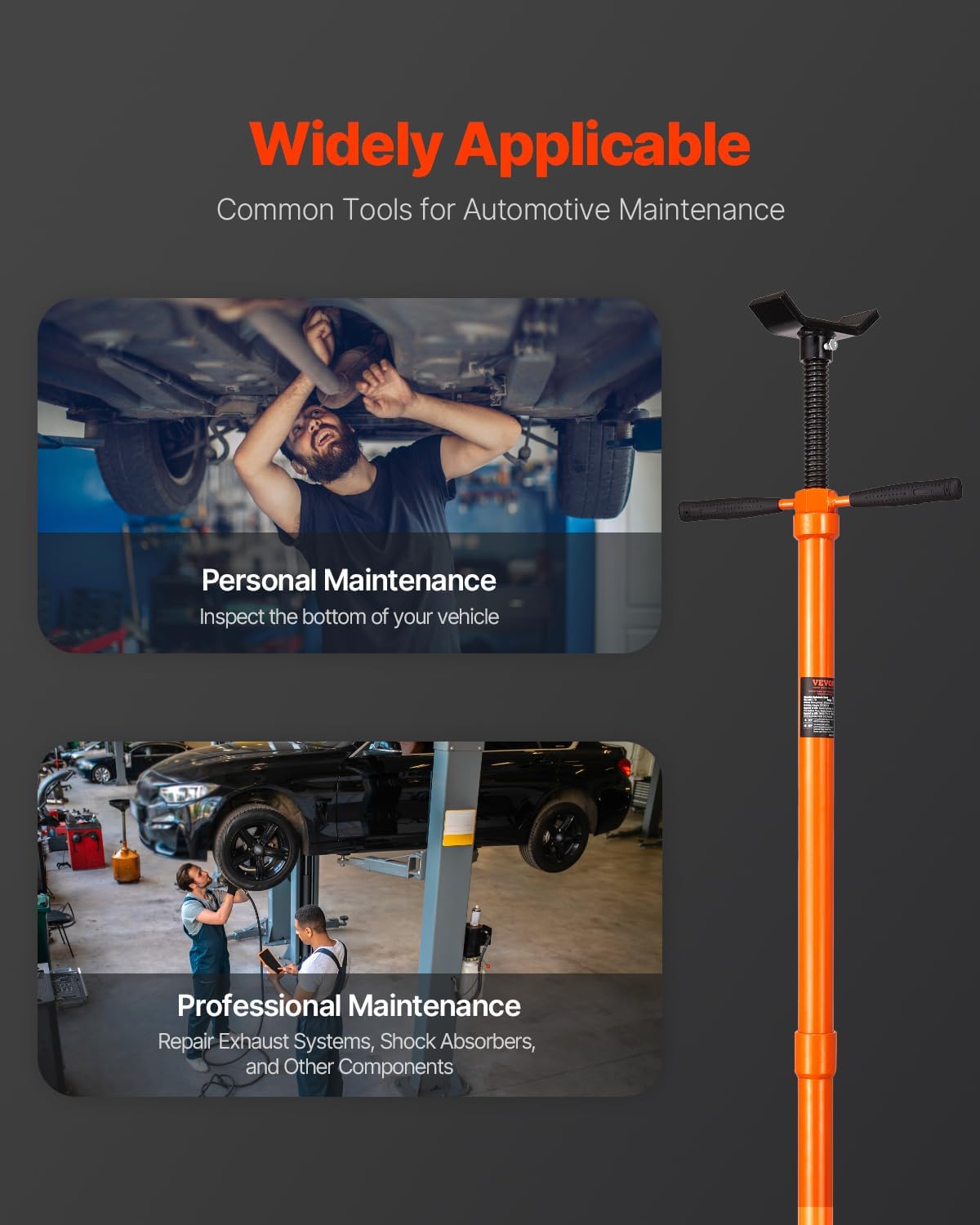 VEVOR Underhoist Support Stand, 3/4 Ton Capacity Under Hoist Jack Stand, Lifting from 52.8 to 76 in, Self-Locking Threaded Screw, Bearing Mounted Spin Handle Pole Jack, Support Vehicle Components