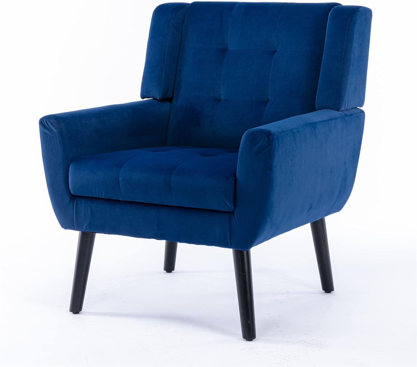 Accent Armchair, Living Room Chairs with Curved Back, Velvet Cushion, 250 Lbs Weight Capacity Ergonomics Accent Chair, Upholstered Single Sofa for Bedroom Royal Blue Foam