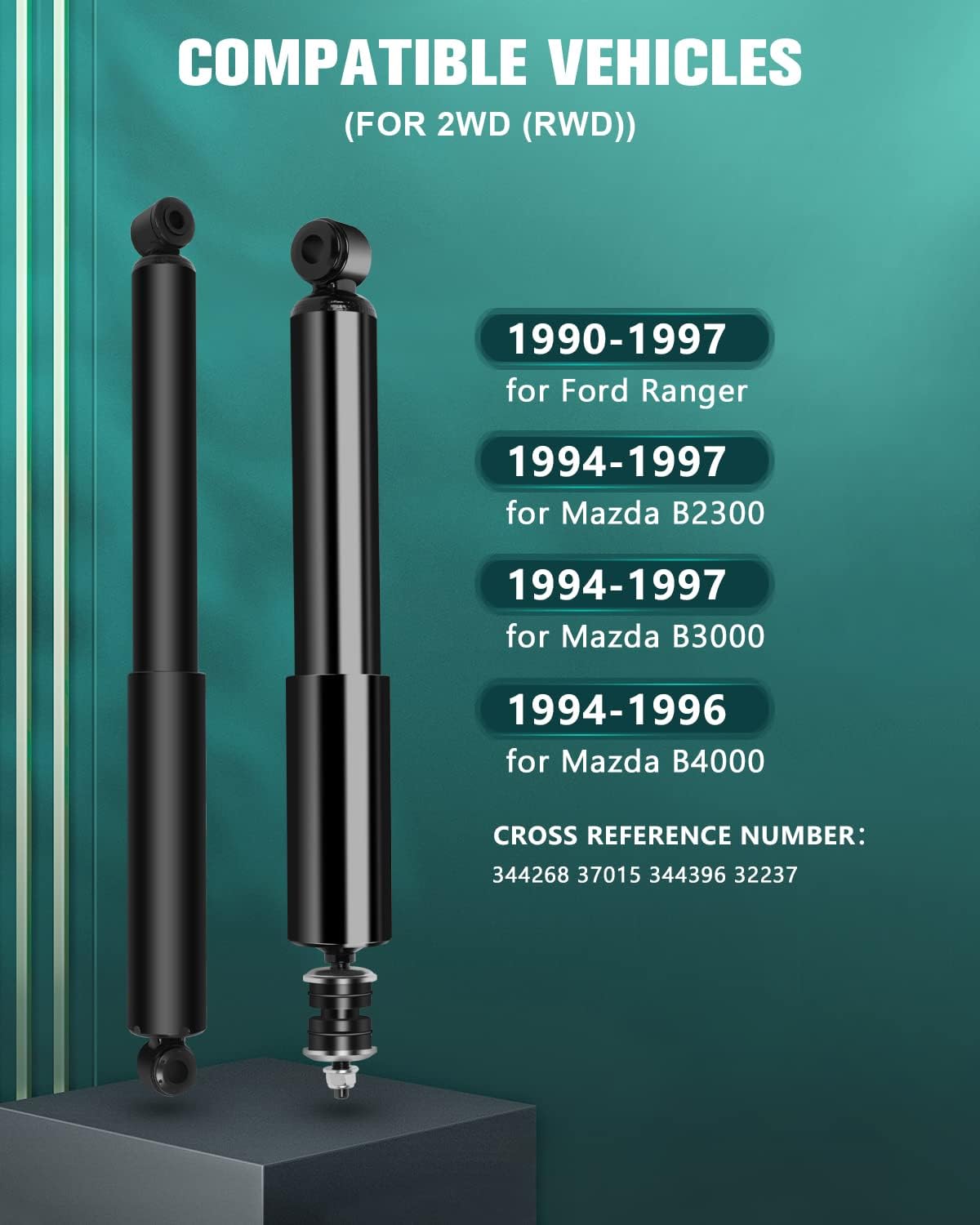 AUTOMUTO Shock Absorbers - Fits 1990-1997 Ranger, 1994-1997 Mazda B2300 & B3000, 1994-1996 B4000 with 344268 & 344396 Auto Shocks