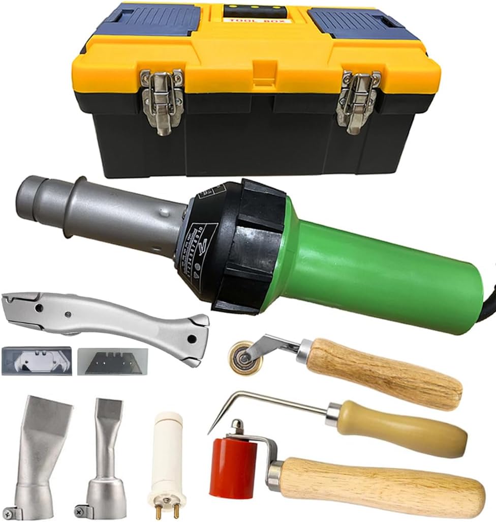 Beyondlife 1600W Plastic Welder Welding Tool Heat Heating Gun Torch Hot Air Pistol PVC Welder Machine Kit Set, with Butterfly Flooring Welding Kit and Convenient Carry Case