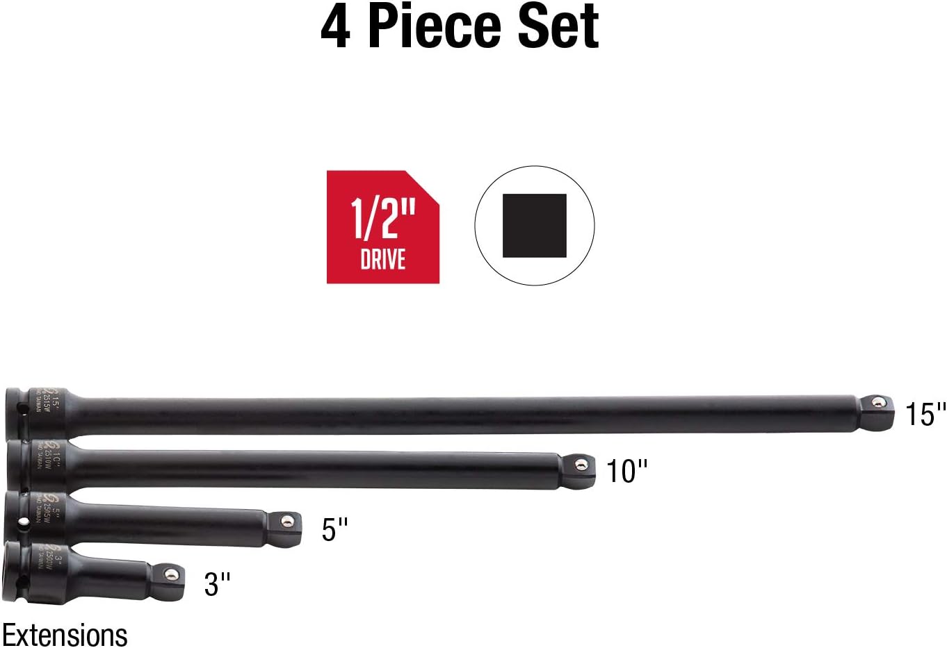 SUNEX TOOLS 2640, 1/2 Inch Drive Impact Socket Set, 19-Piece, SAE, 3/8 Inch – 1-1/2 Inch, Cr-Mo Alloy Steel, Radius Corner Design, Dual Size Markings, Heavy Duty Storage Case, Meets ANSI Standards
