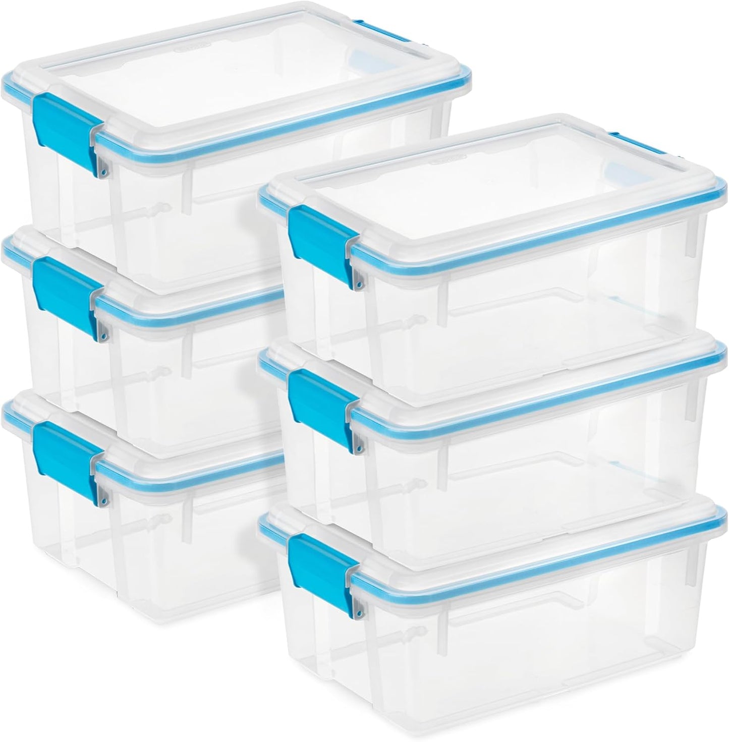 Sterilite 12-Pack Gasket Box, Weather-Resistant Storage Bins with Latching Lids, 54 Quart - Heavy-Duty Organizing Containers for Closet, Bathroom, and Office
