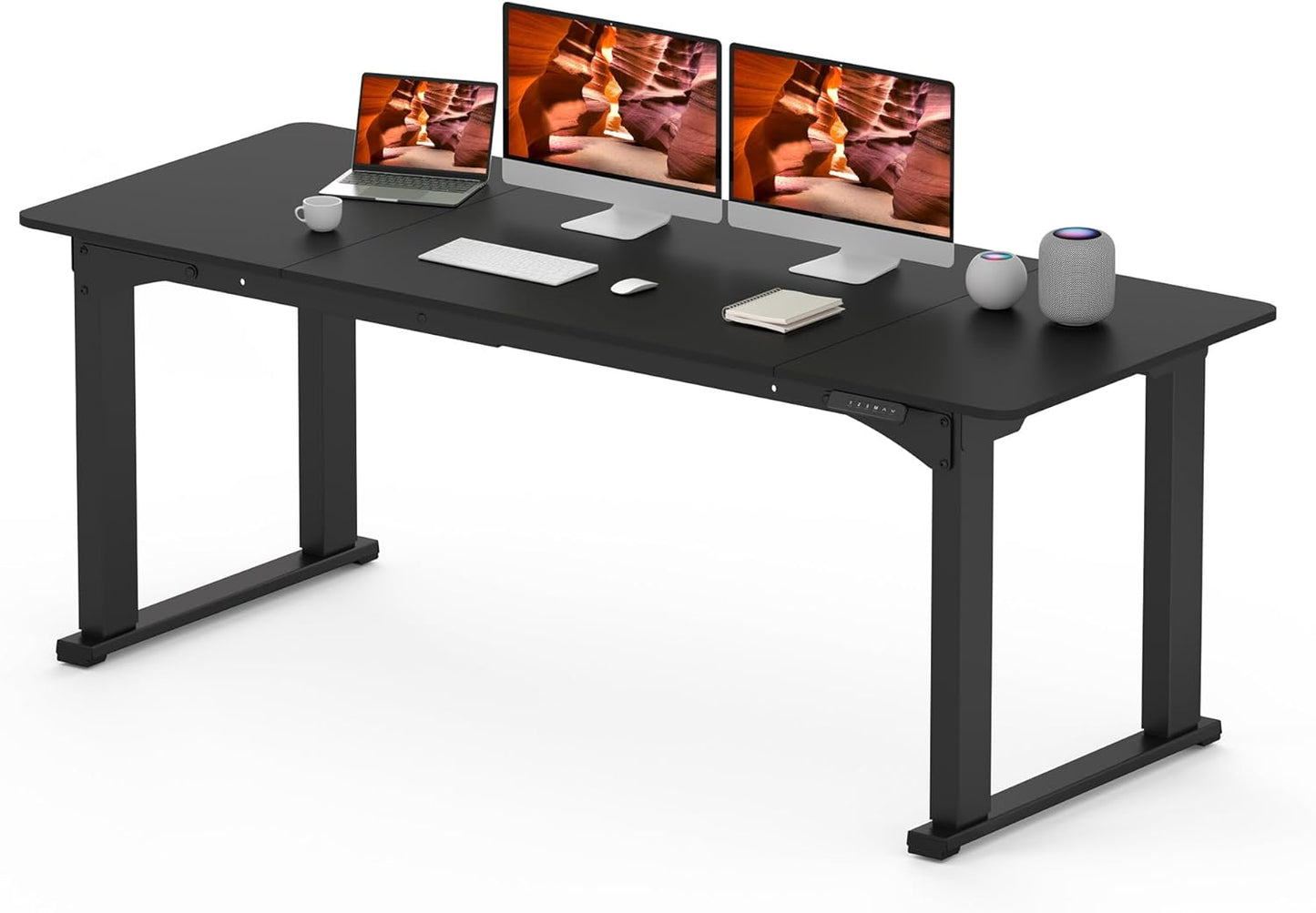 4 Legs Standing Desk, Large 71x31 Inches Electric Adjustable Height Desks with Splice Board, Stand Up Desk Home Office, White