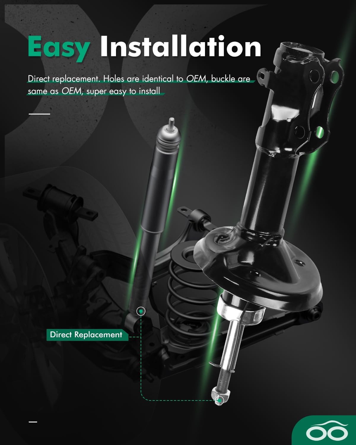 SCITOO Front Shock Absorbers Fits For VW Cabrio 1995-2002,For VW Golf 1985-1988 1990-1999,For VW Jetta 1985-1987 1989-1999 Auto Shocks 235614 (2Pcs)