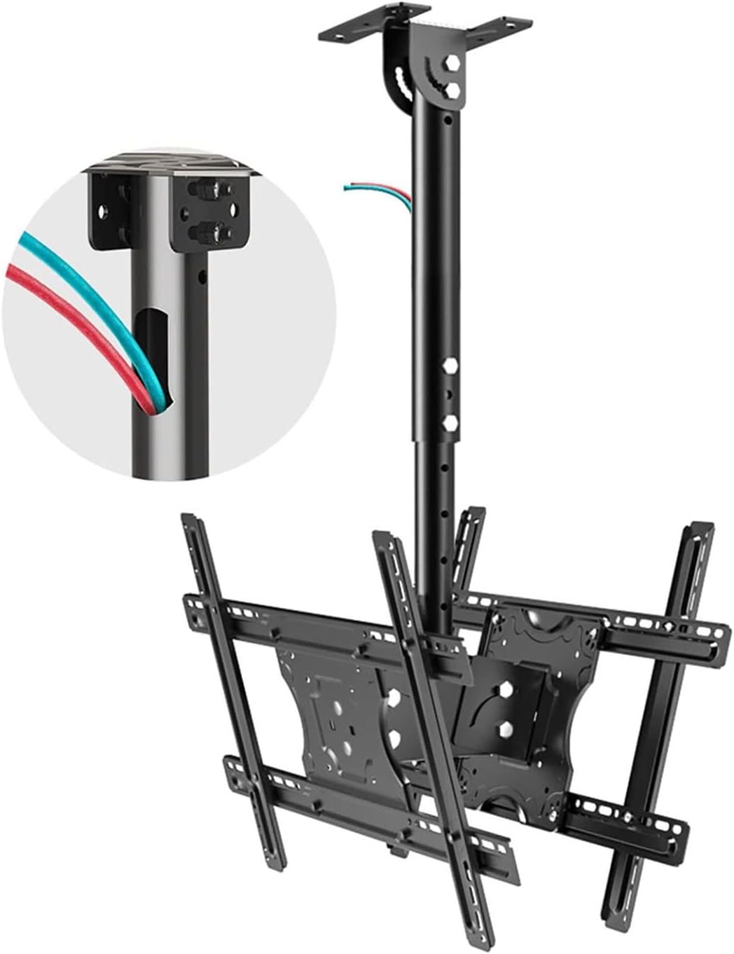 Tv Double Tv Ceiling Mount-Adjustable Height Telescopic Tv Bracket,Tilt and Swivel Tv Ceiling Bracket,Fits Flat and Curved Ceilings