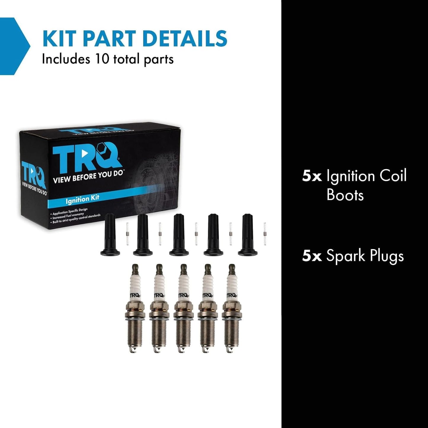 TRQ Ignition Coil Boots & Iridium Spark Plug Kit Set for Colorado Canyon H3 H3T