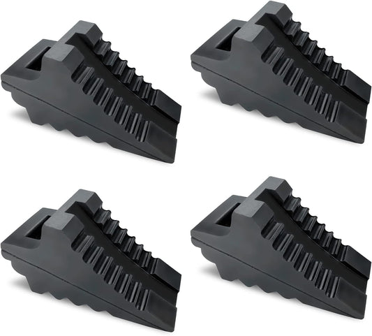Solid Heavy Duty Rubber Wheel Chocks 4 Packs for Cars, RVs, Trucks, Trailers, ATV, and Vehicles, G.V.W. up to 8T, Anti Slip Bottom Tire Chock 8.6" x 3.7" x 4.7"