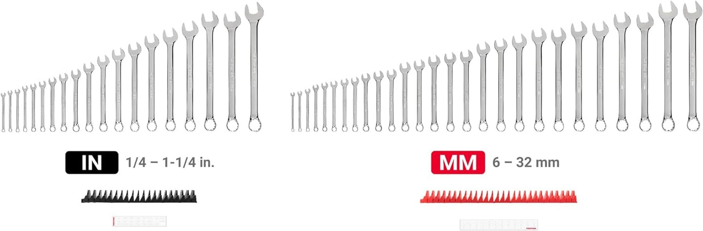 TEKTON Combination Wrench Set with Modular Organizers, 46-Piece (1/4-1-1/4 in., 6-32 mm) | WCB95303