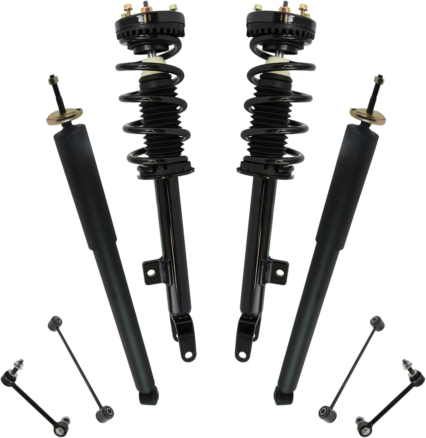 TRQ Front and Rear Suspension Kit Complete Strut & Coil Spring Assembly Shock Absorber Sway Bar Stabilizer Link Compatible with 06-13 BMW