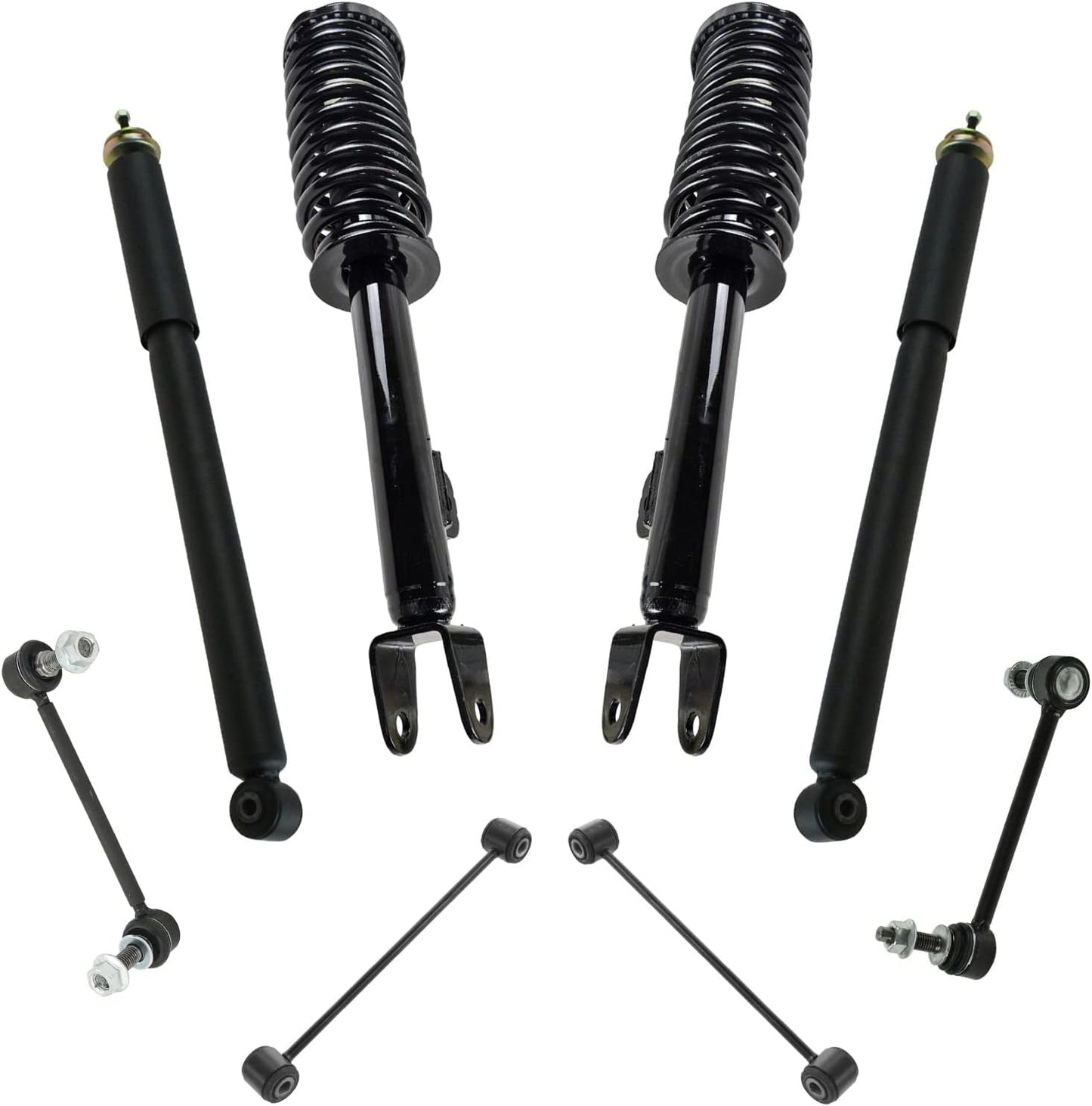 TRQ Front and Rear Suspension Kit Complete Strut & Coil Spring Assembly Shock Absorber Sway Bar Stabilizer Link Compatible with 06-13 BMW