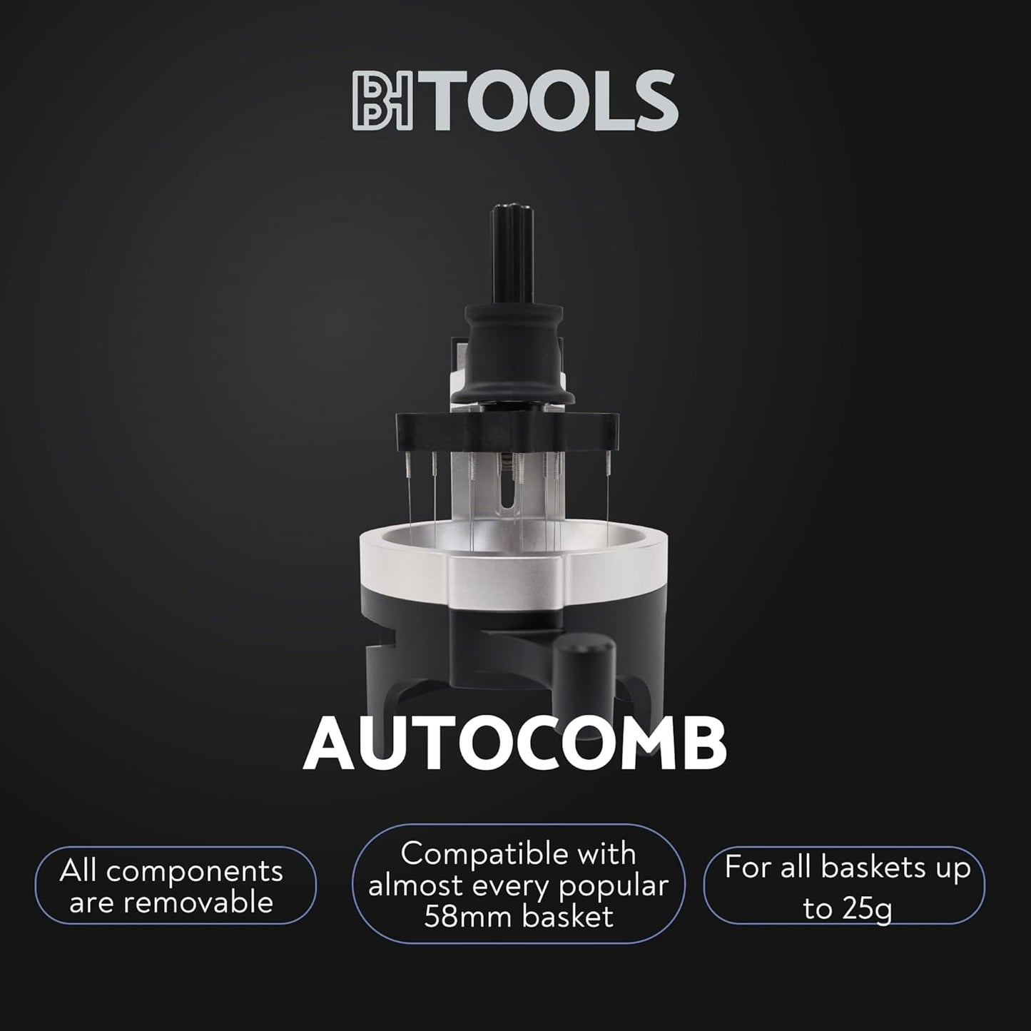 AutoComb, Espresso WDT Distribution Tool, 12 Needle Espresso Stirrer, Adjustable Needle Depth, Compatible with Most 58mm Baskets and Portafilters, Durable and Replaceable Components