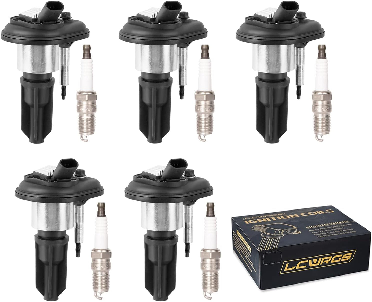 Set of 5 Ignition Coil Packs and Spark Plugs Fits for Chevy Colorado GMC Canyon Hummer H3 Isuzu i-350 2004 2005 2006 3.5L L5 Replaces# UF303 C1395
