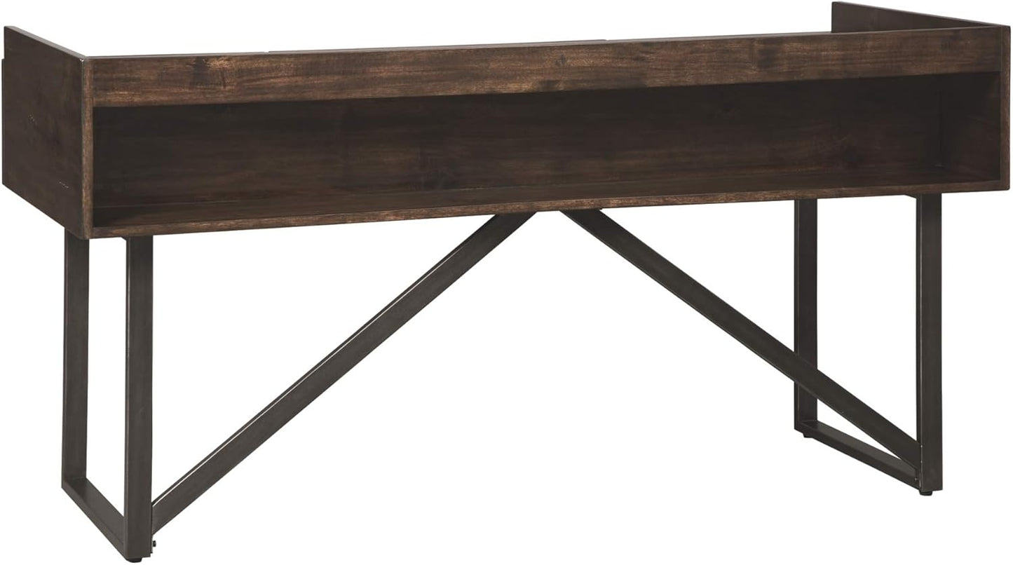 Signature Design by Ashley Starmore Urban Industrial 63" Home Office Desk with Open Storage Cubby, Brown