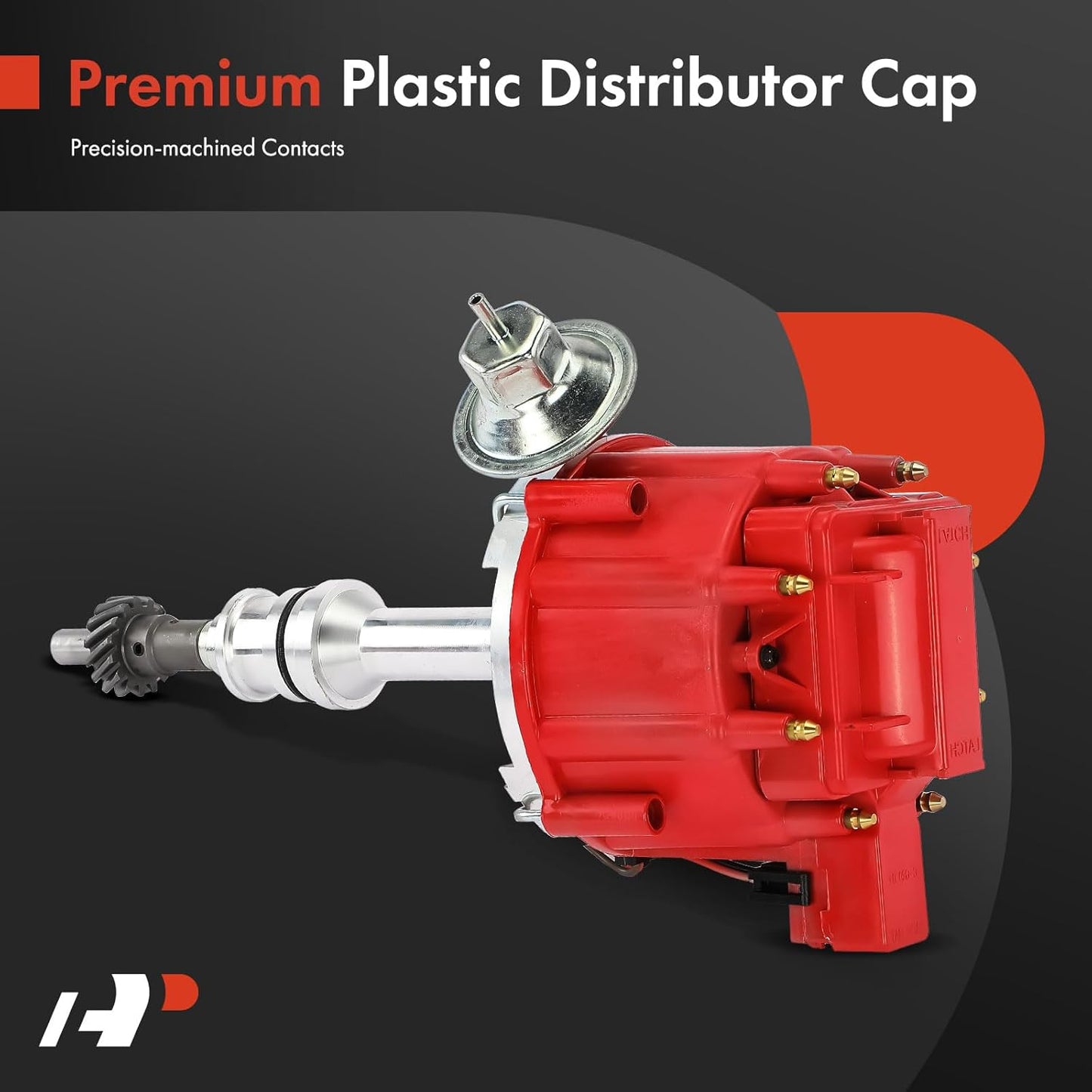A-Premium Ignition Distributor with Cap and Rotor Compatible with Ford 351C 351M 400 429 460 HEI Distributor 7500 RPM 65K Coil, Red