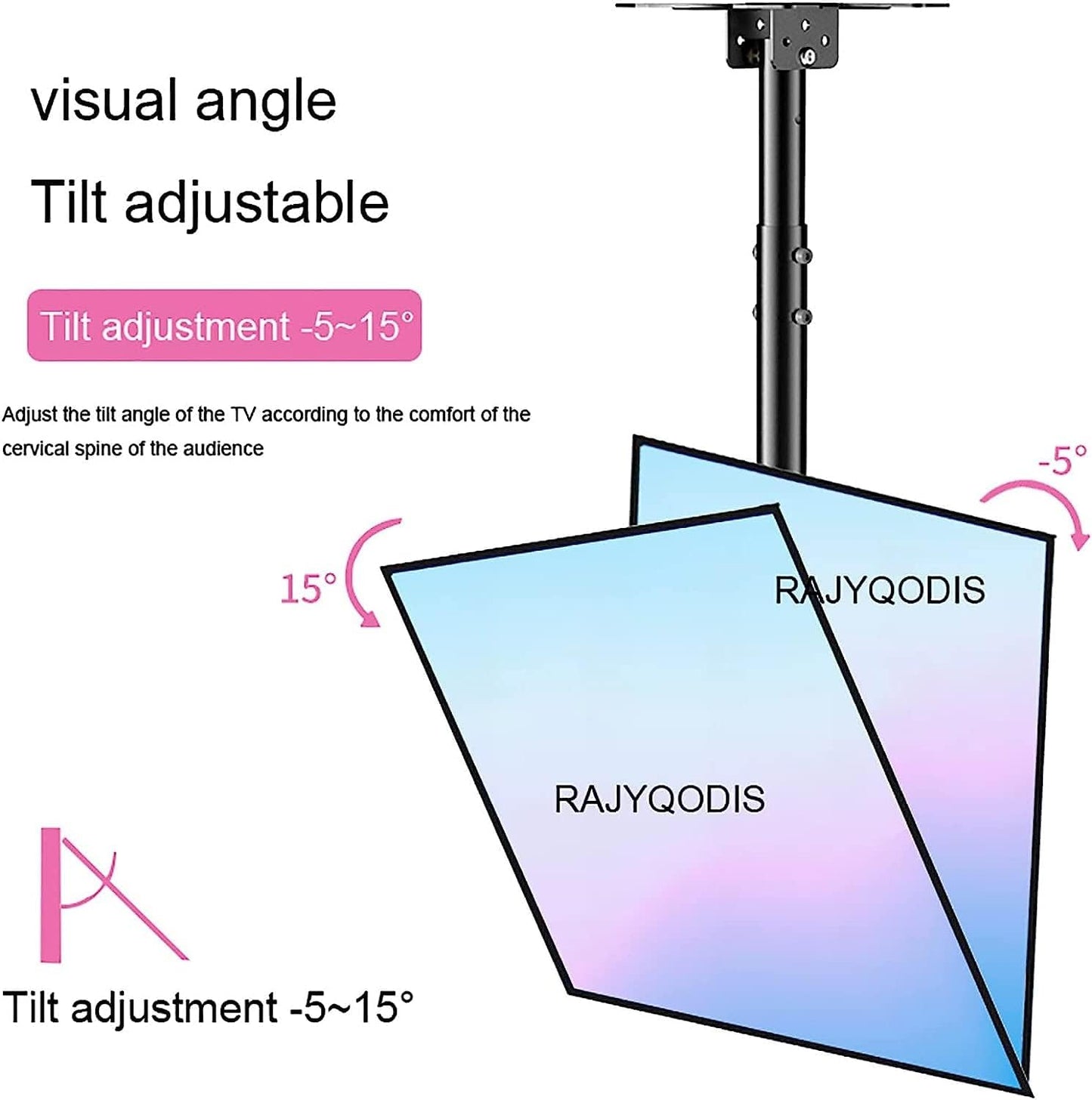 TV Stand/Base Tabletop with Bracket, Ceiling and Wall TV Mount for 32-70 Inch TVs Max 68.2kg VESA 600x400mm Black Swivel Tilt