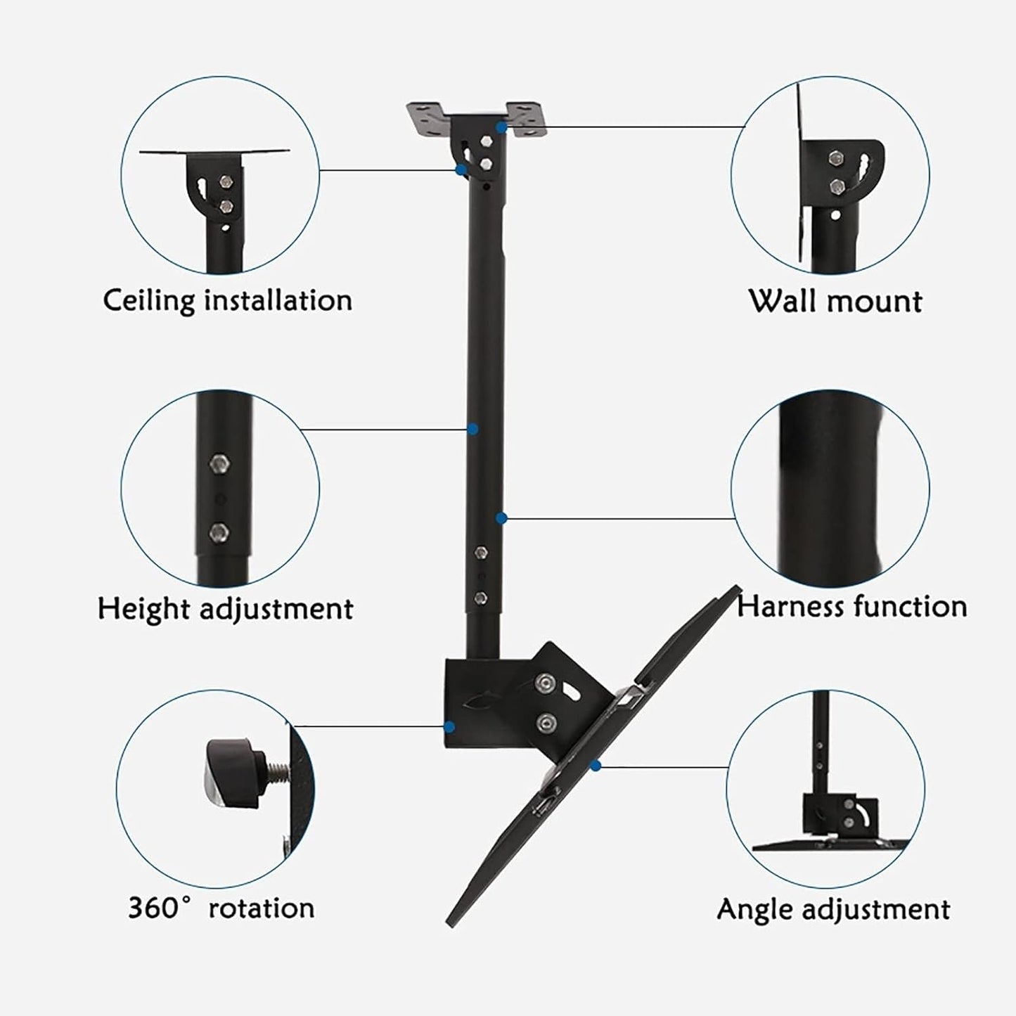 Adjustable Ceiling TV Mount Bracket - Tv Wall Mount Ceiling TV Mount Bracket, Fits 40-80inch LED Sn Display TV Stand, Can 90° Flip Down Full Motion 360 Deg Rotation Tilt TV M,0.652.05m