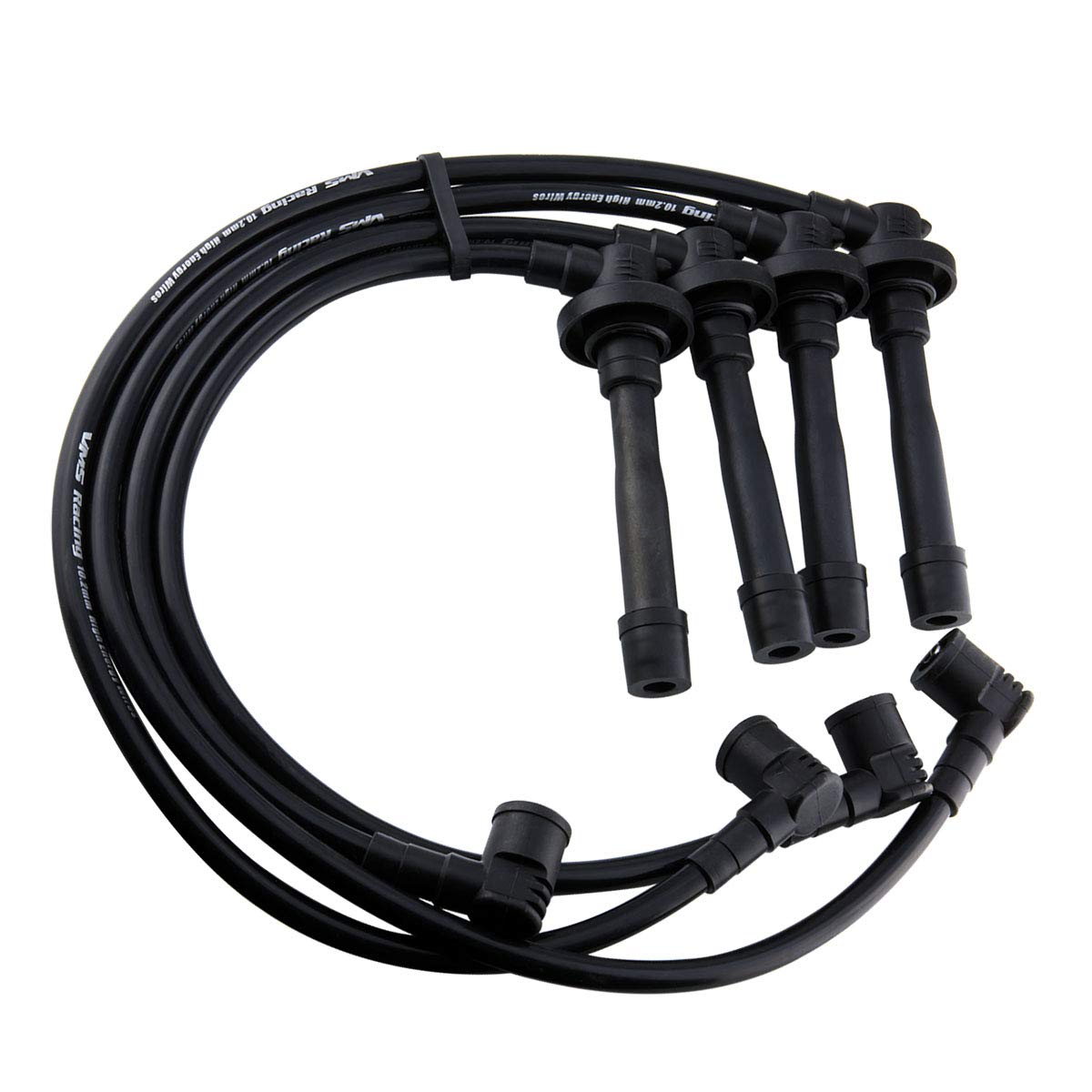 VMS RACING 92-95 Black Performance Ignition Spark Plug Wires Set Compatible with Honda Civic Dx Lx Cx Ex Si 1.5L & 1.6L Sohc Engines D15 and D16 1992-1995