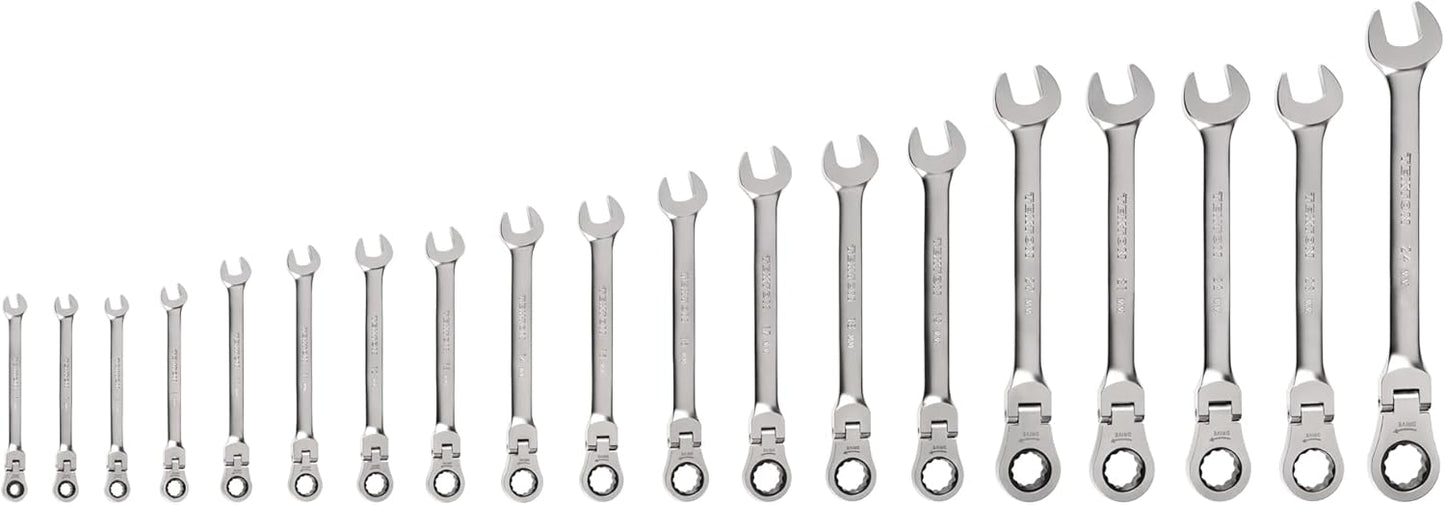 TEKTON Flex Head 12-Point Ratcheting Combination Wrench Set with Modular Organizers, 14-Piece (6-19 mm) | WRC95302