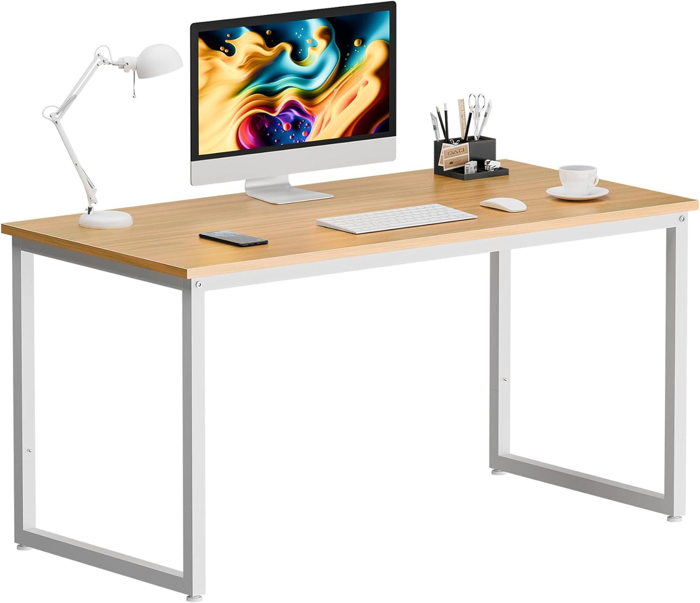 ZenStyle Computer Desk 55" Large Office Desk Computer Table Laptop PC Simple Study Writing Desk for Home Office, Black