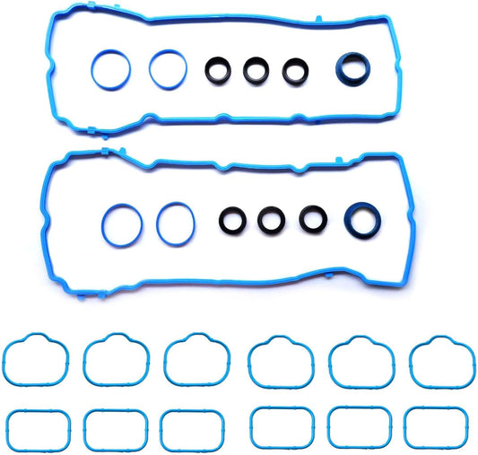 Silicone 3.6L V6 Valve Cover Gasket Set 5184596AE Intake Manifold Gasket MS97204 Fuel Injection Gasket Replacement for Chrysler 200 300,Dodge Challenger Charger Journey,Jeep Wrangler Cherokee VS50805R
