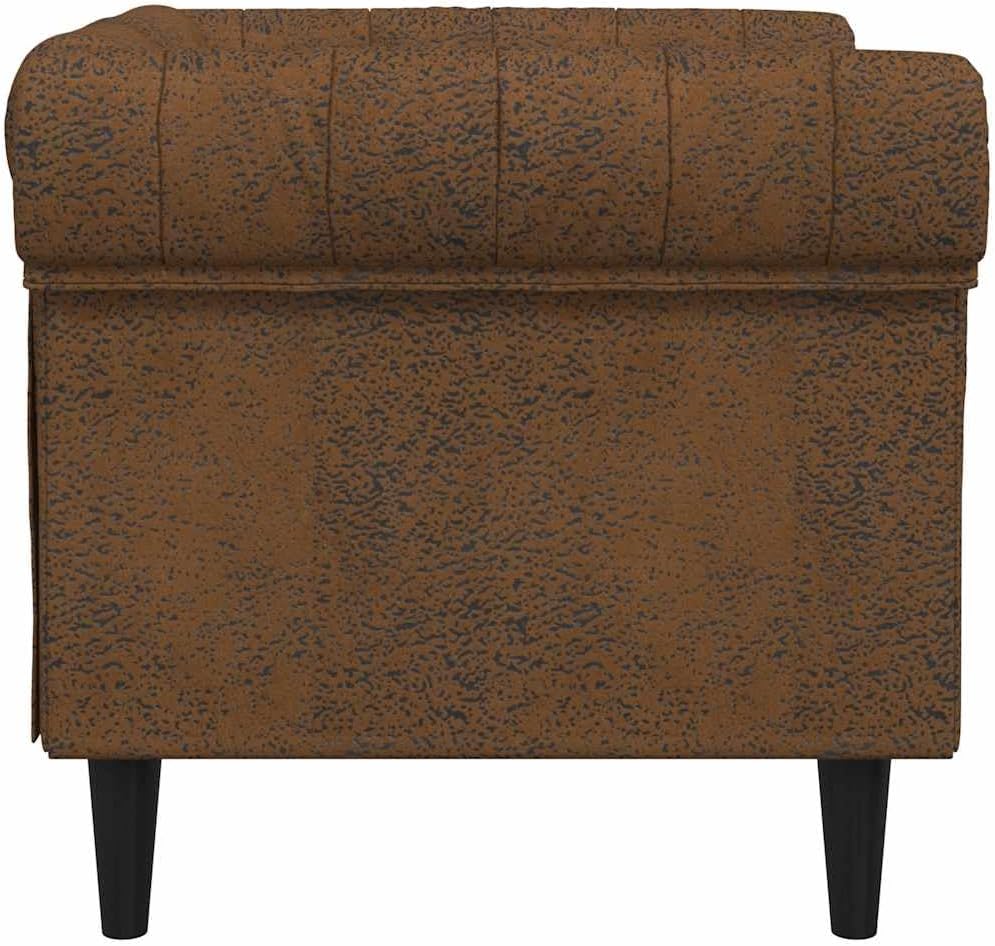 vidaXL Chesterfield Sofa Chair - Brown Fabric Upholstered Settee for Living Room, Solid Wood Legs, 30.9" x 29.3" x 29.3"