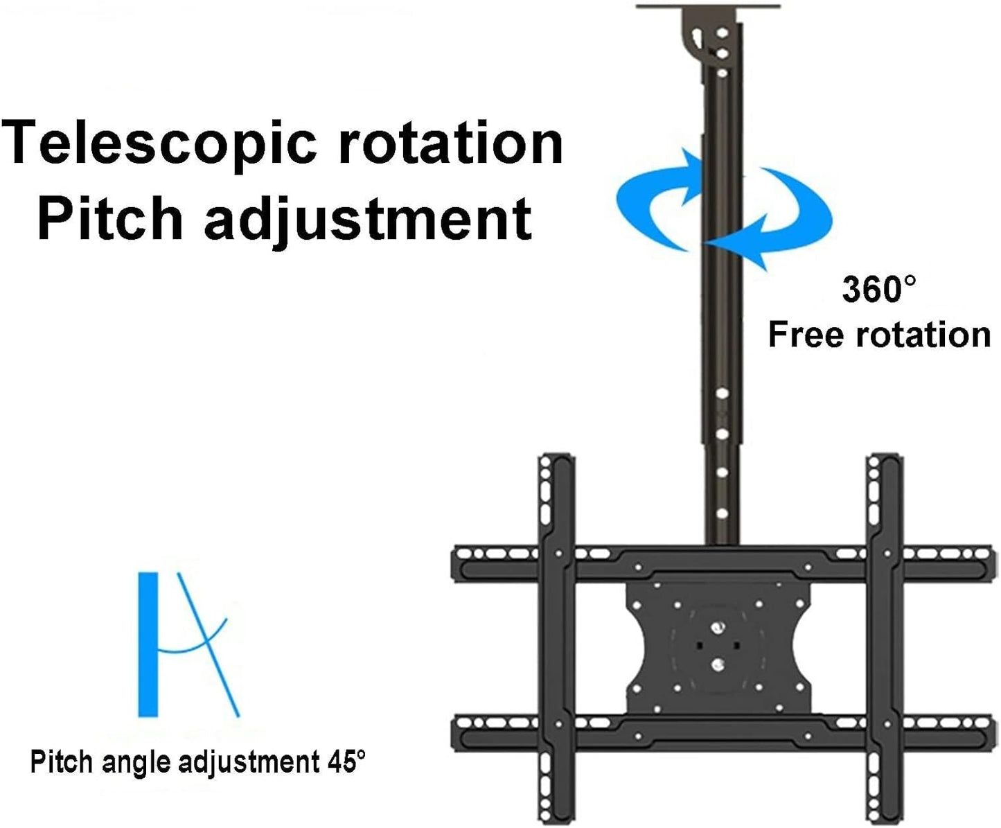 Ceiling TV Mount Bracket - Adjustable TV Ceiling Mount, for 32-75 Inch TV, Tilt and Swivel, Height Adjustment, Swivel and Tilt TV Mount