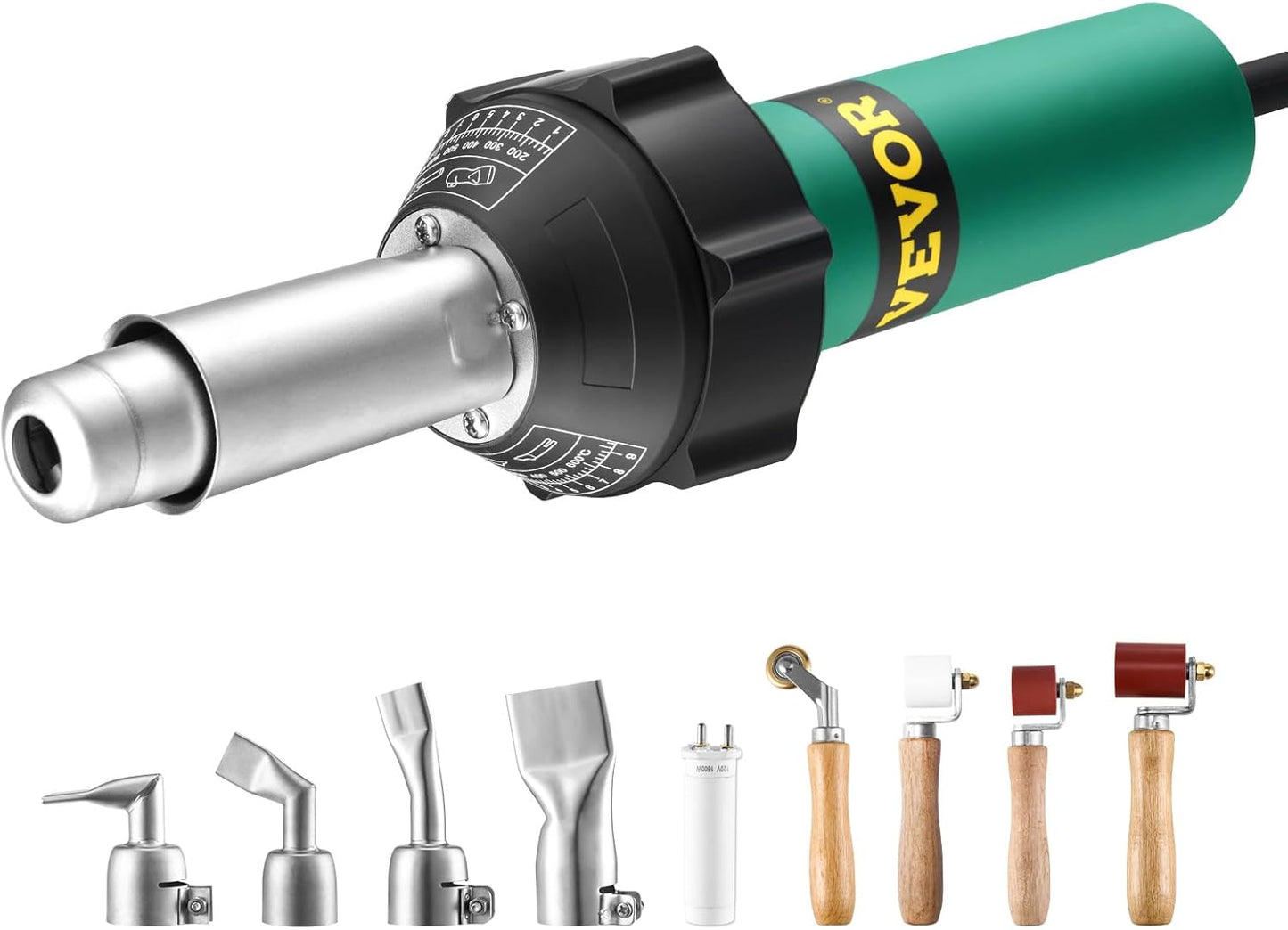 VEVOR Hot Air Plastic Welder, 1600W Hot Air Torch Pistol, 122-1112℉ PVC TPO Vinyl Heat Gun Welding Torch, Plastic Roofing Welding Kit with 14 Accessories- Toolbox, Nozzle, Roller, Blades for PP/PE/PVC