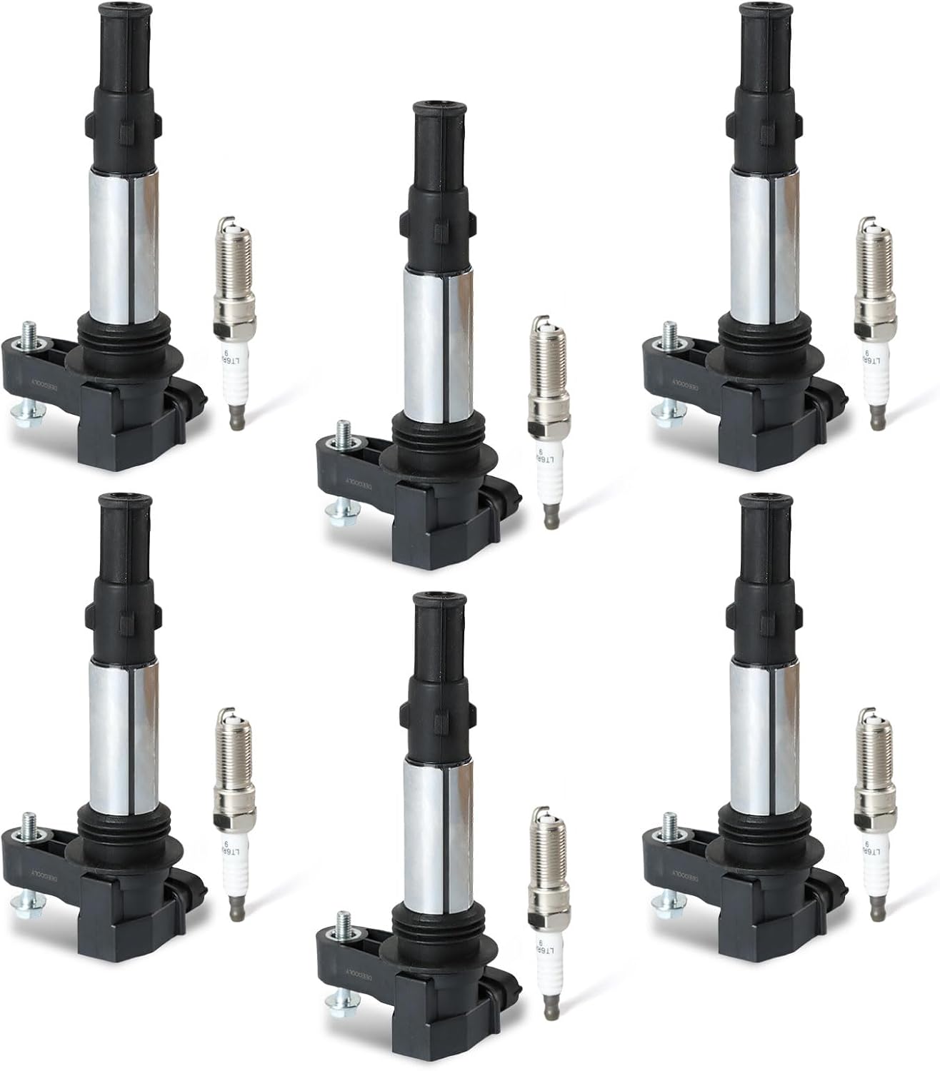 4PCS UF529 Ignition Coils & Iridium Spark Plugs Compatible with 2014-2016 Au-Di Q7 S6 Go-lf Je-tta CC Volk-swagen Allroad & Quattro Eos Replace OE 06E905115E 06H905115B
