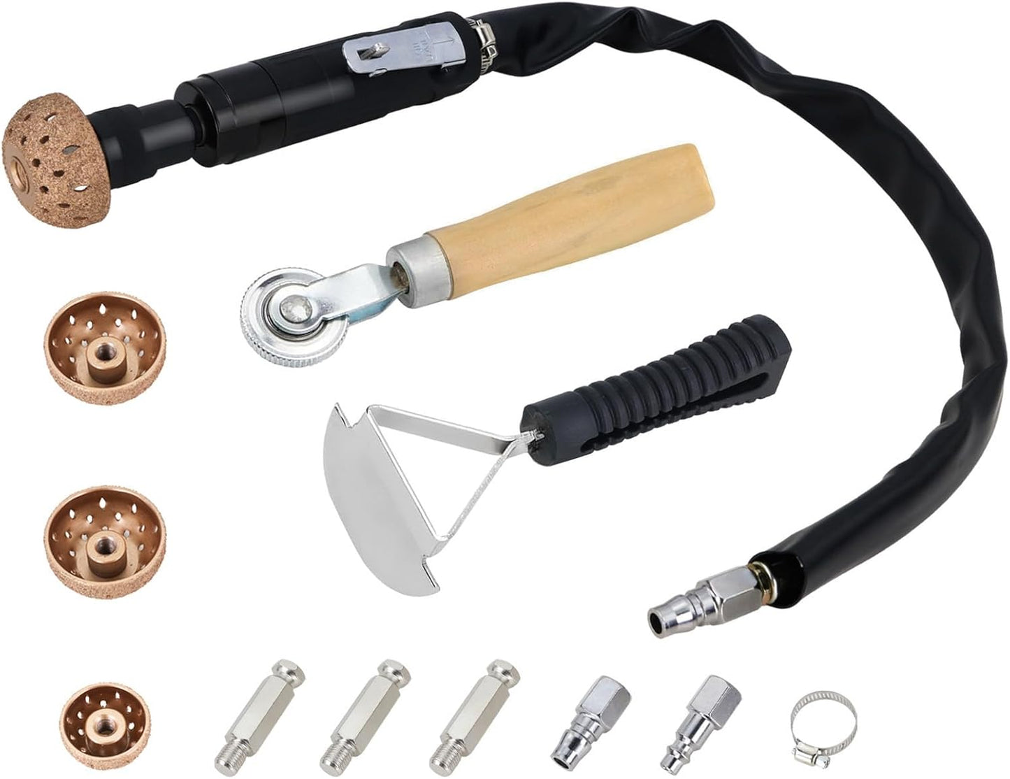 Air Tire Repair Kits, Wheel Polish Patch Tools, Includes 2500RPM Low Speed Air Tire Buffer, Tire Inner Liner Scrapper, Patch Roller, Tungsten Steel Buffing Wheel, and Precision Accessories