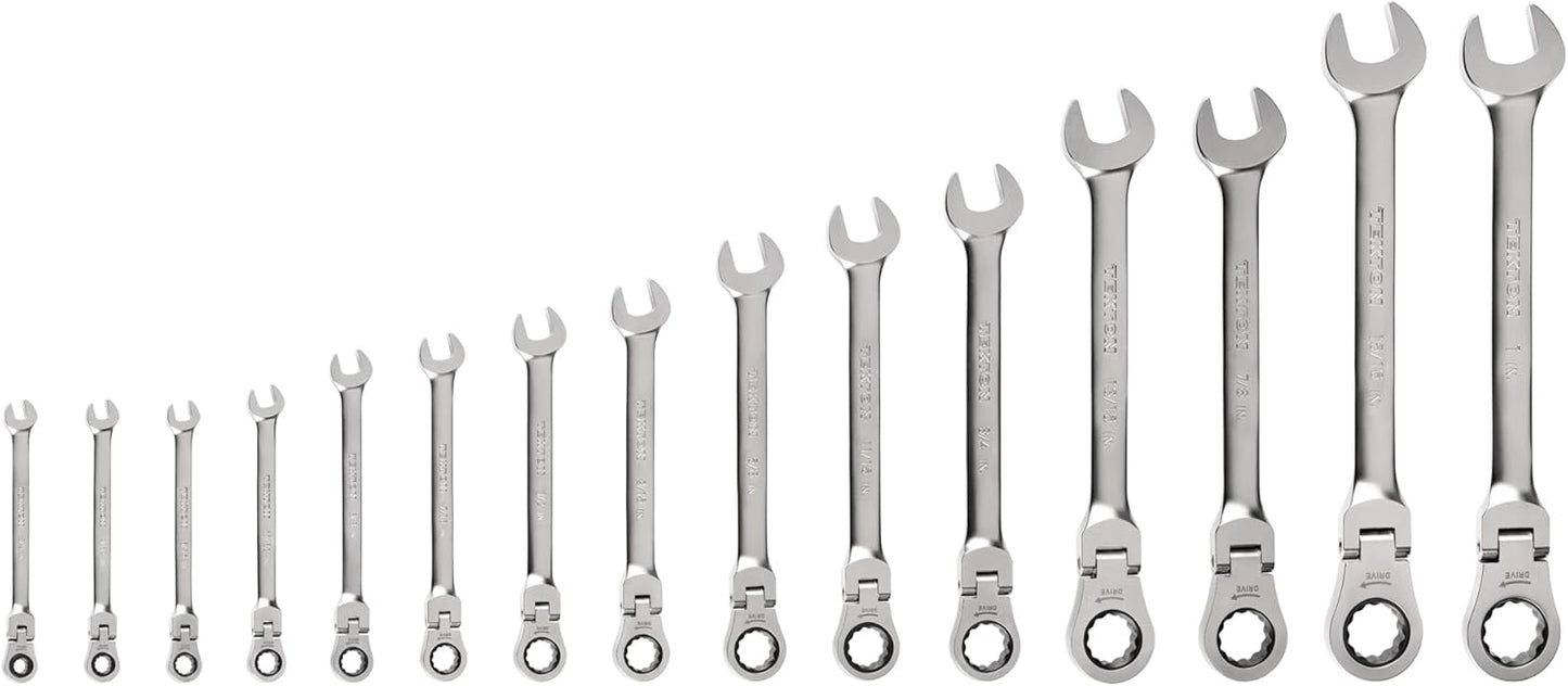 TEKTON Flex Head 12-Point Ratcheting Combination Wrench Set with Modular Organizers, 14-Piece (6-19 mm) | WRC95302