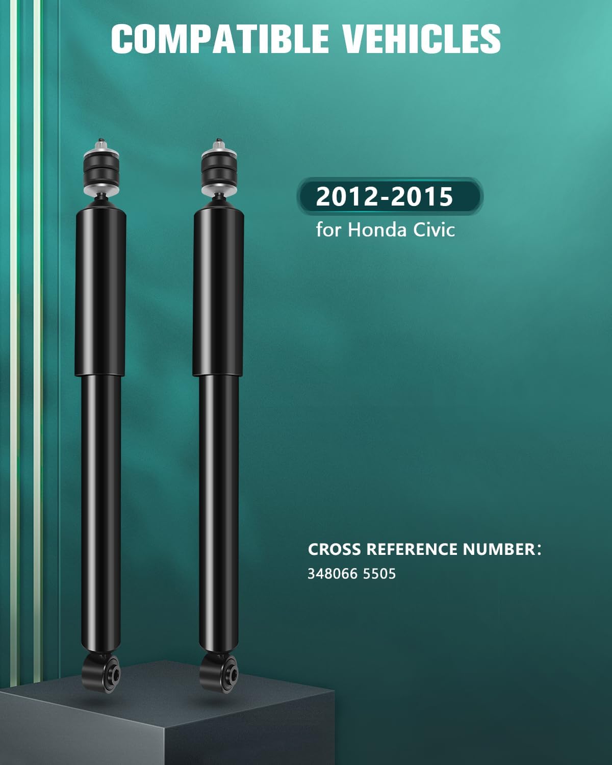 AUTOMUTO 2 Pcs Struts Shock Absorbers Compatible with 2012 2013 2014 2015 for Honda Civic with 348066 5505 Auto Shocks - Rear