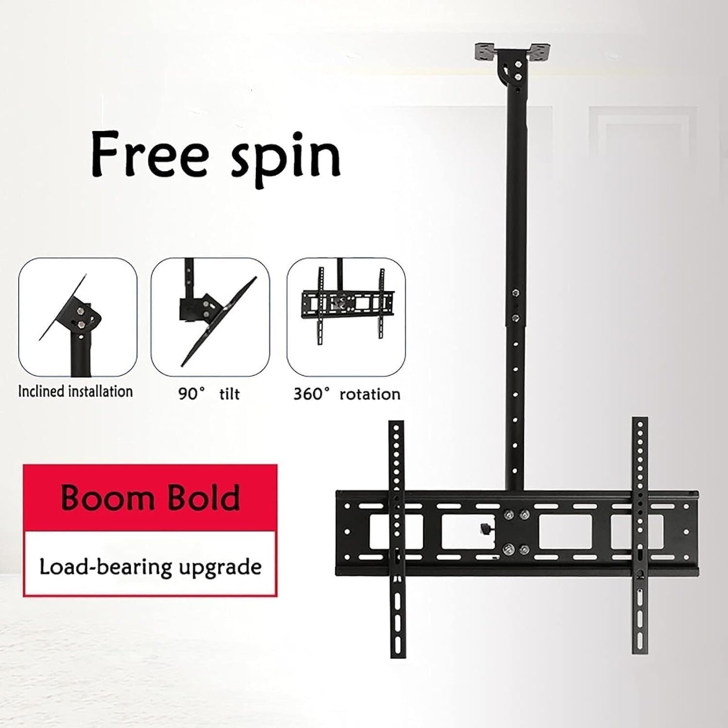 TV Mount Stands TV Wall Mount Ceiling TV Mount Bracket,Full Motion 360 Deg Rotation Tilt Swivel TV Mount,Can 90° Flip Down,65,155cm