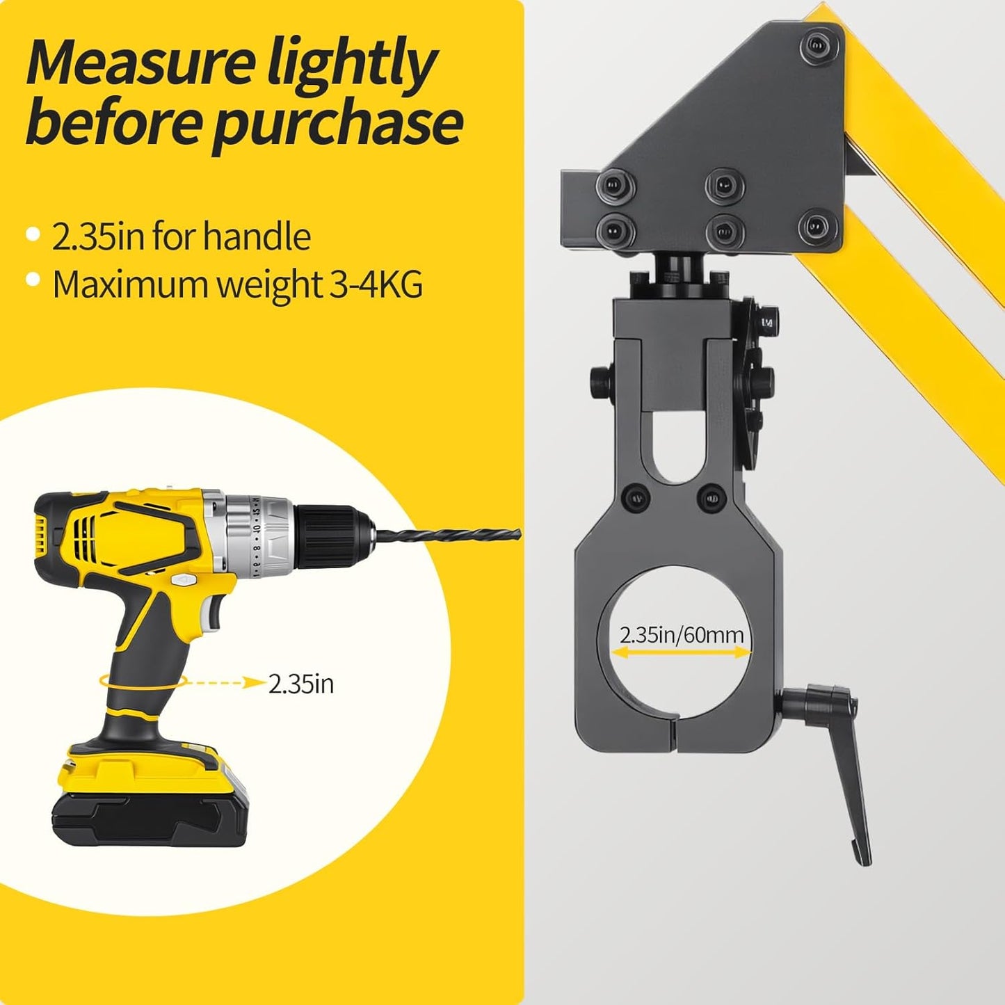 Aluminum Tapper Bracket,Drill Bracket,360 Degree Tapping Machine Flexible Arm,Screwdriver Wrench Handheld Hardware Tools(Universal Clamp 60MM/2.36in)