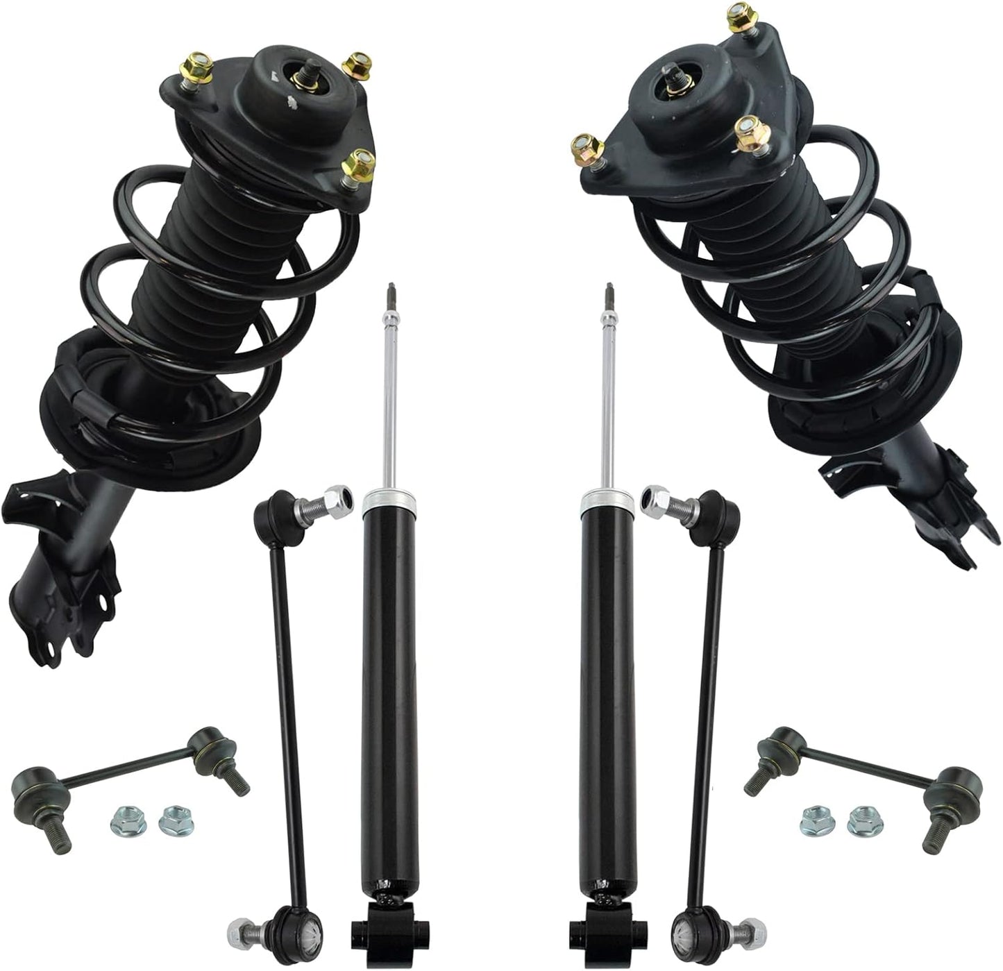 TRQ Front and Rear Suspension Kit Complete Strut & Coil Spring Assembly Shock Absorber Sway Bar Stabilizer Link Compatible with 06-13 BMW