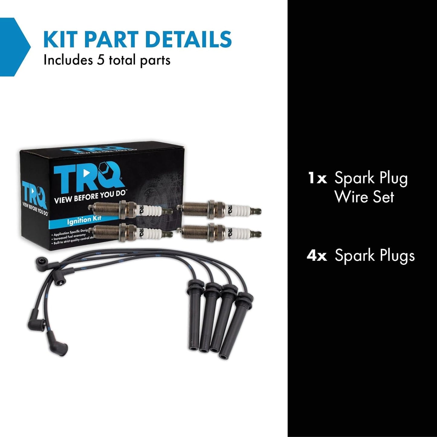 TRQ Ignition Kit Spark Plugs Wire Set Compatible with 2002-2004 Nissan Frontier Xterra