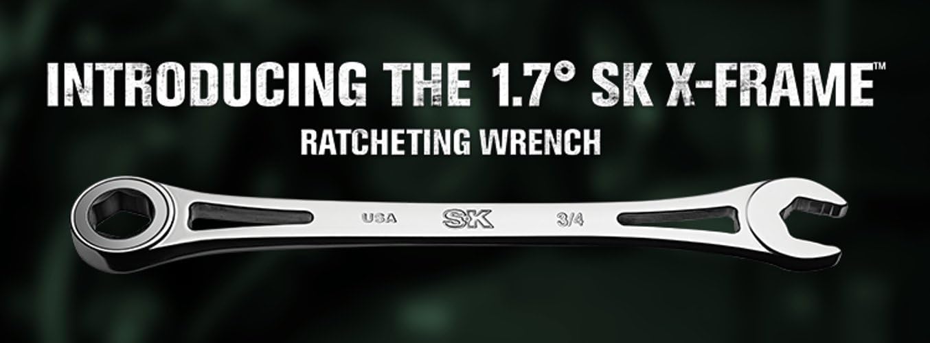 SK Tools USA 12 Piece, 6 Point, Metric -Frame® Combination Ratcheting Wrench Set | 80019