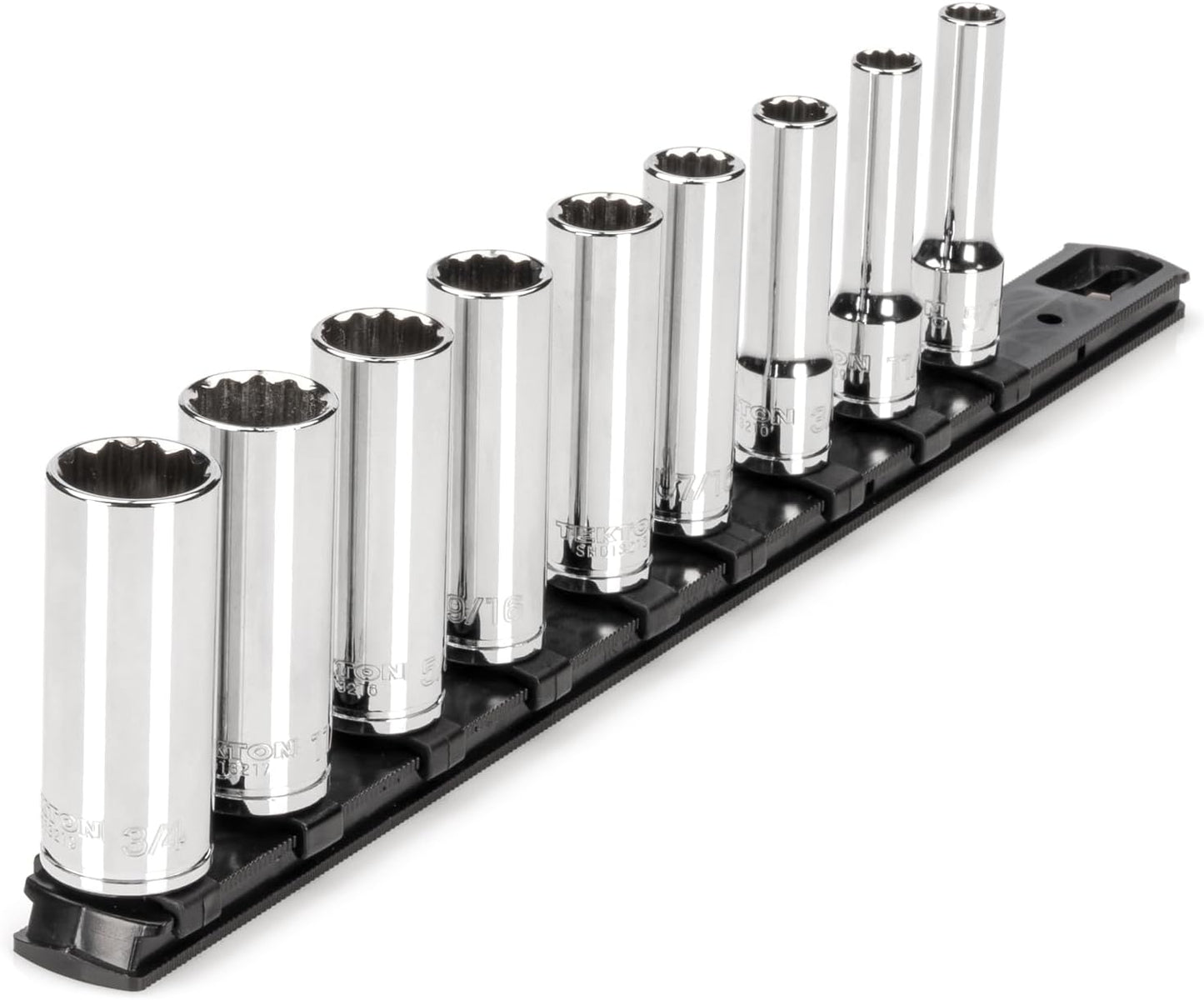 TEKTON 3/8 Inch Drive 12-Point Socket Set with Rails and Tray, 30-Piece (1/4-1 in.) | SHD91210