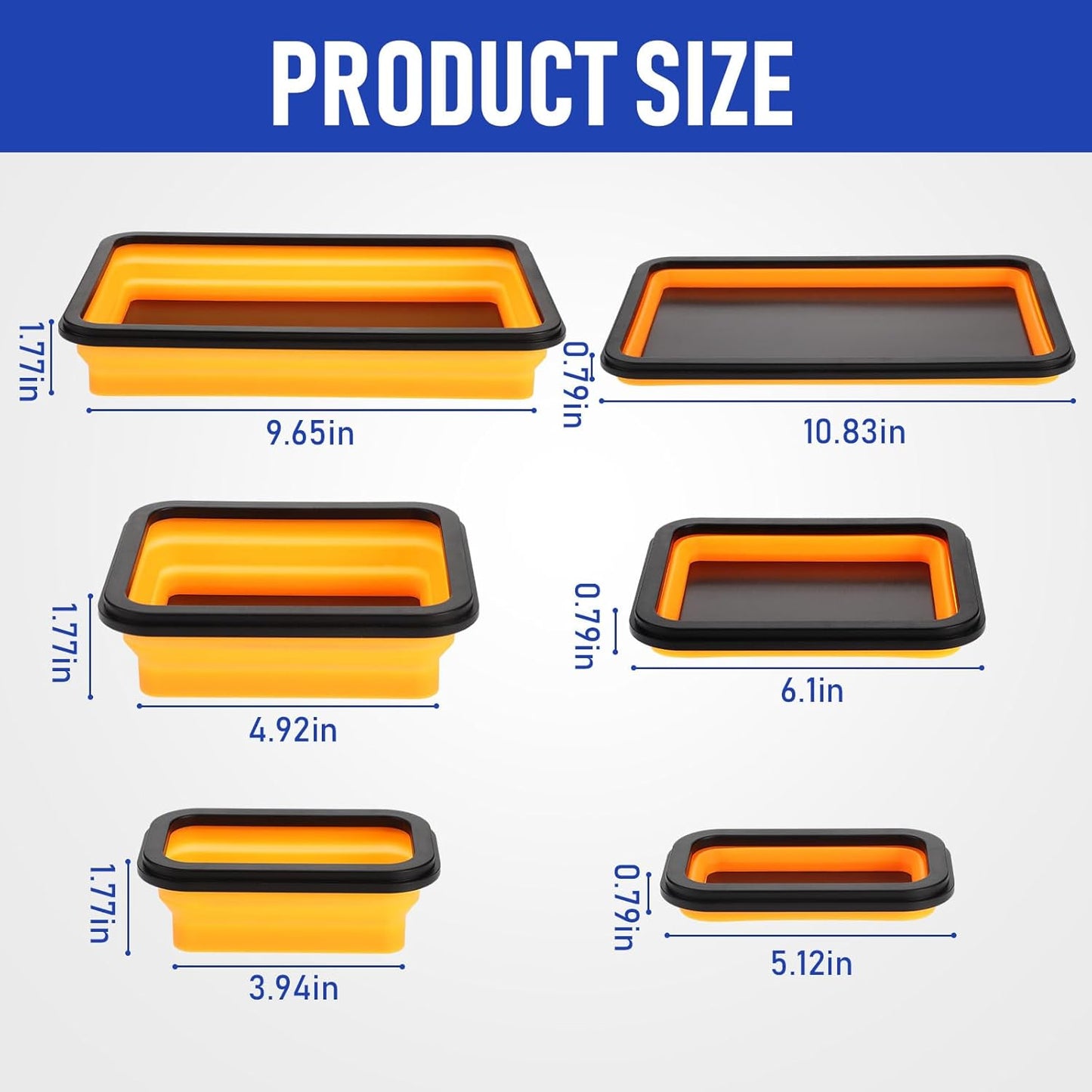 12 Pcs Collapsible Magnetic Parts Tray Set Foldable Tool Tray Storage Organizer Magnetic Tray 3 Different Size Collapsible Bowl for Screw, Bolts, Nuts, Washers, Pins, Tool Gifts for Men