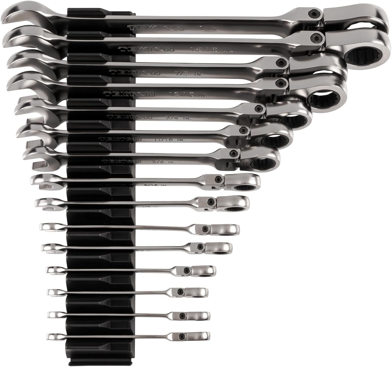 TEKTON Flex Head 12-Point Ratcheting Combination Wrench Set with Modular Organizers, 14-Piece (6-19 mm) | WRC95302