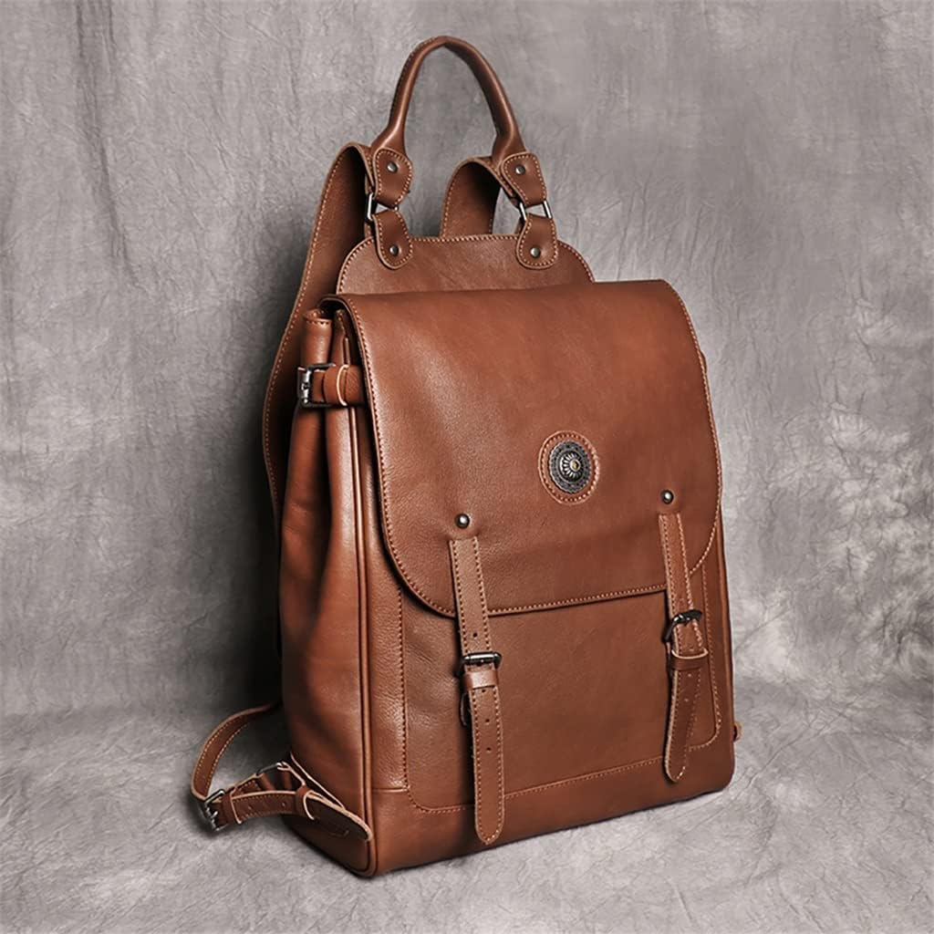 Backpack Men's Leather Rucksack Men's Travel Bag Men's Laptop Backpack Leather Bag