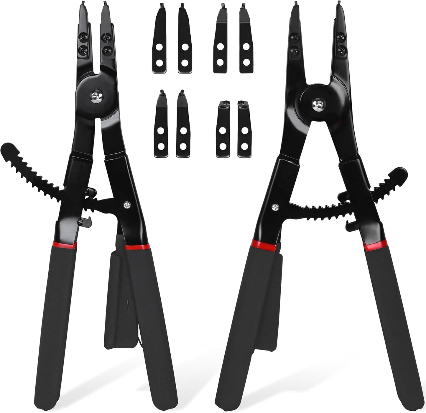 Snap Ring Pliers Set Heavy Duty - 2 PCS Large Heavy Duty Snap Ring Circlip Pliers ,16" Internal External Circlip Pliers Set with 45° 90° Tips