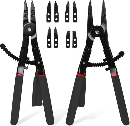 Snap Ring Pliers Set Heavy Duty - 2 PCS Large Heavy Duty Snap Ring Circlip Pliers ,16" Internal External Circlip Pliers Set with 45° 90° Tips