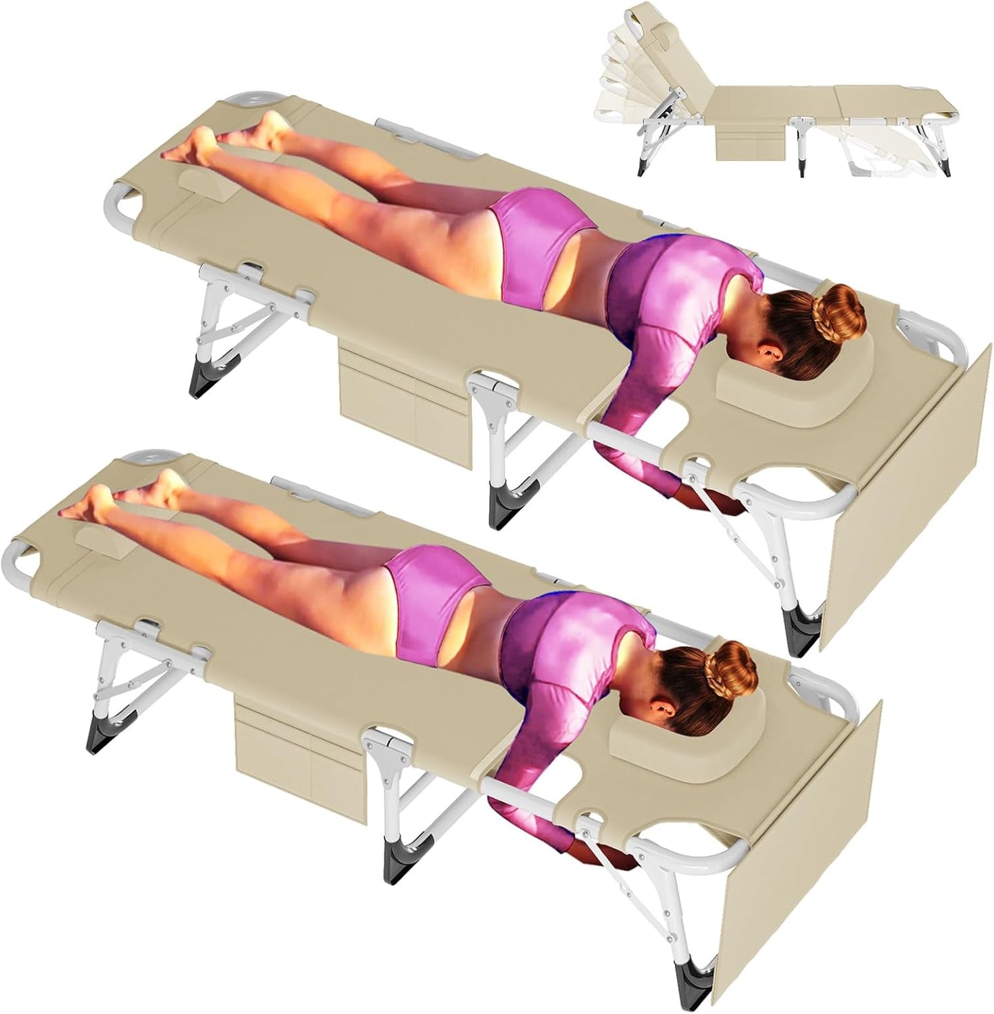 ABORON Chaise Lounge Chair,5 Positions Padded Outdoor Tanning Chair,Heavy Duty Portable Lounge Chair for Outdoor Sunbathing Patio Pool Lawn Deck Poolside,Support up to 440 Lbs