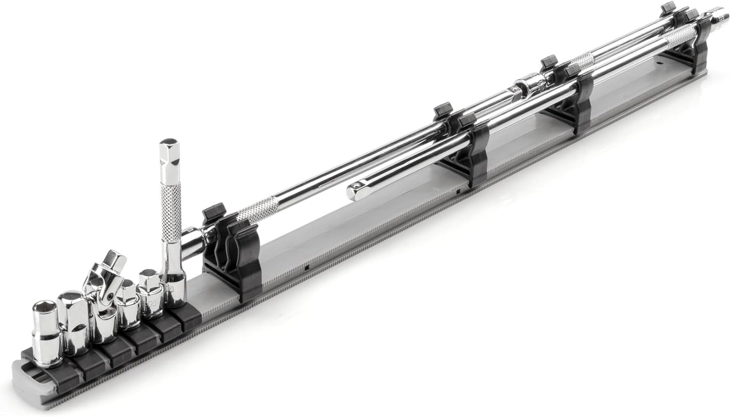 TEKTON 1/4, 3/8, 1/2 Inch Drive Extension and Accessory Set with Rails and Tray (27-Piece) | SHA99201
