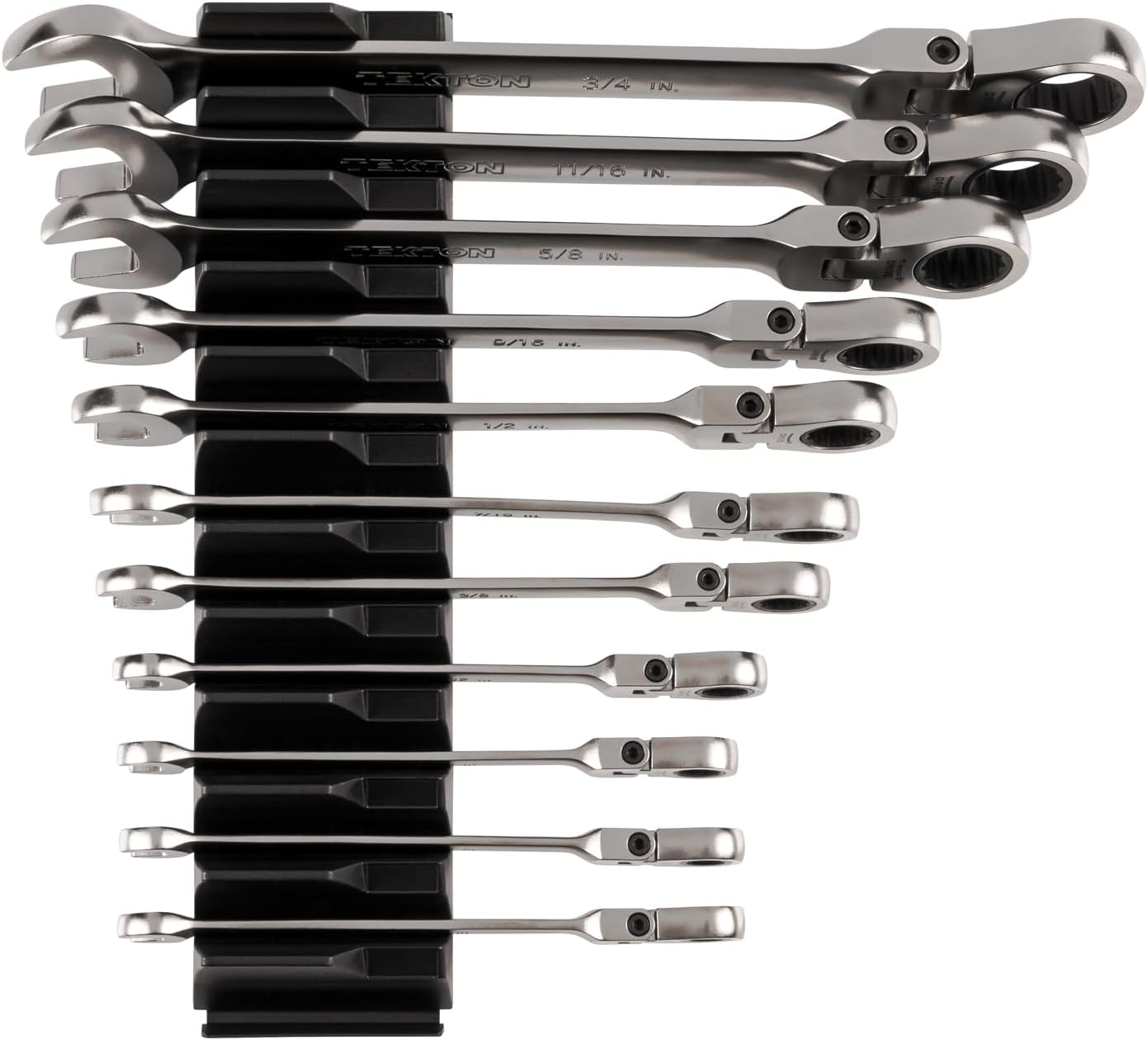 TEKTON Flex Head 12-Point Ratcheting Combination Wrench Set with Modular Organizers, 14-Piece (6-19 mm) | WRC95302
