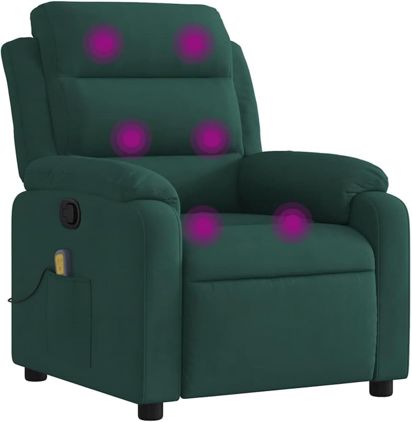 vidaXL Dark Green Velvet Massage Recliner Chair with Adjustable Armrests and USB Functionality for Living Room Home Theater Relaxation Single Sofa TV Office Reclining Armchair