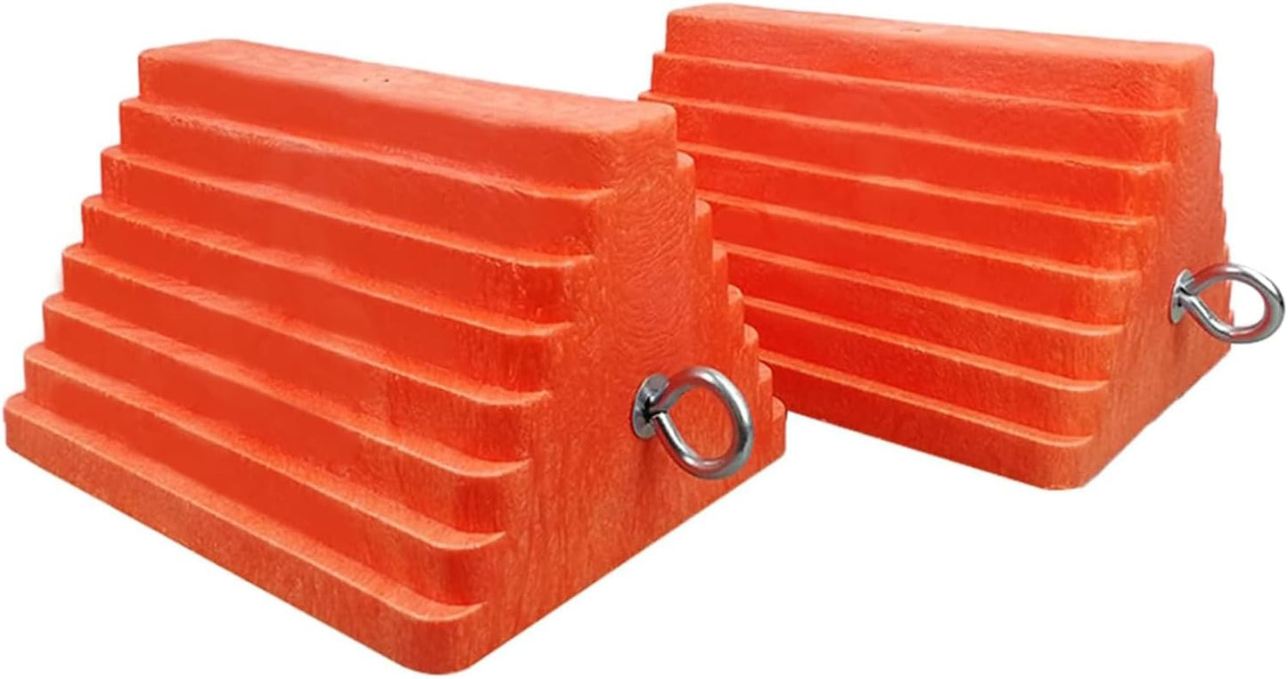2 Pack Heavy Duty Rubber Wheel Chock with Handle, Sturdy Solid Anti Slip Wheel Stopper for All Weather Use -Trucks, RV, Travel Trailer, Pop Up Camper Accessory, 2 Pcs