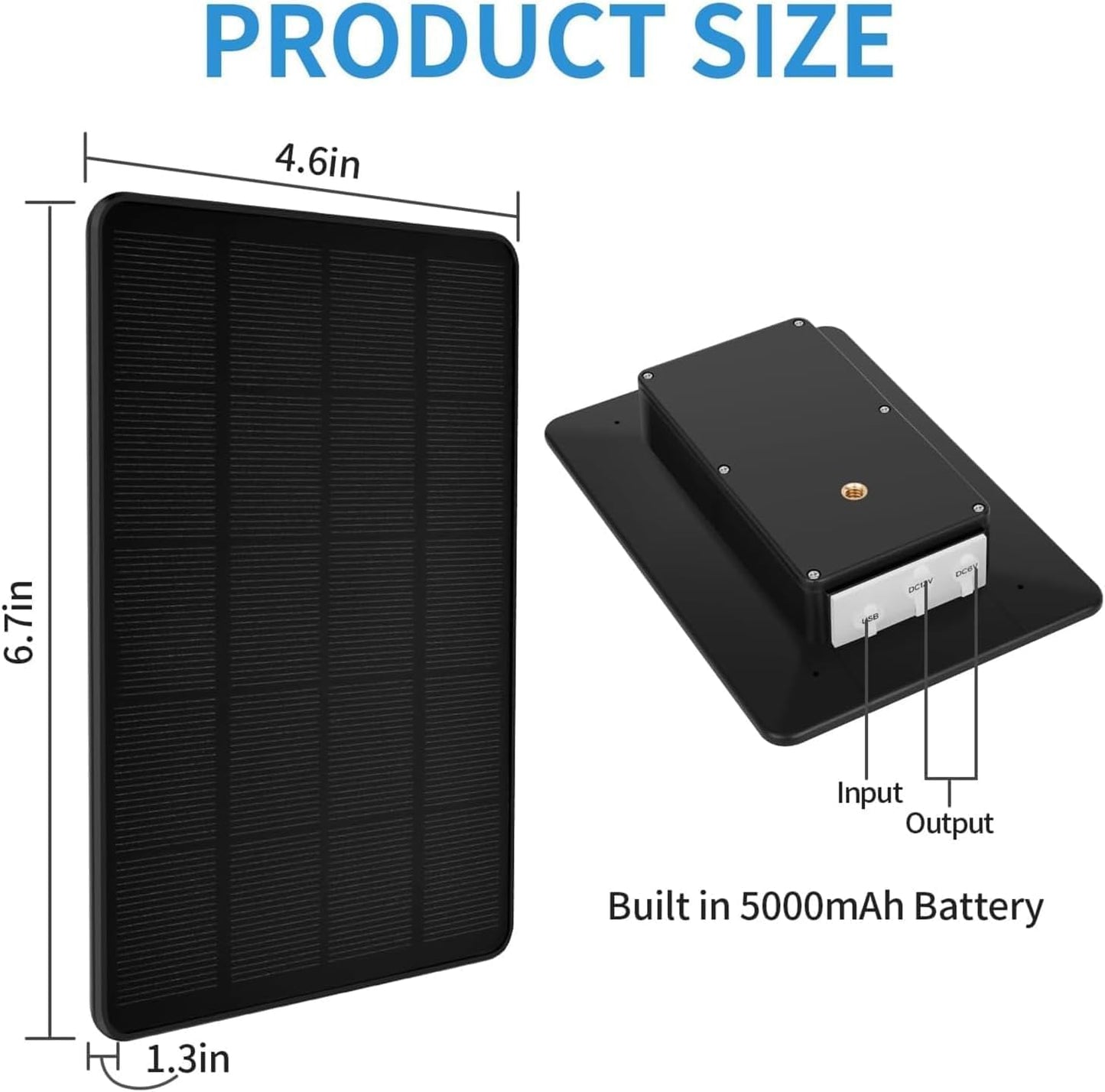 5W Trail Camera Solar Panel 12V/1A 6V/1.5A Solar Battery Charger Kit Built-in 5200mAH Rechargeable Lithium Battery Compatible with Hunting Game Camera(2 Pack)